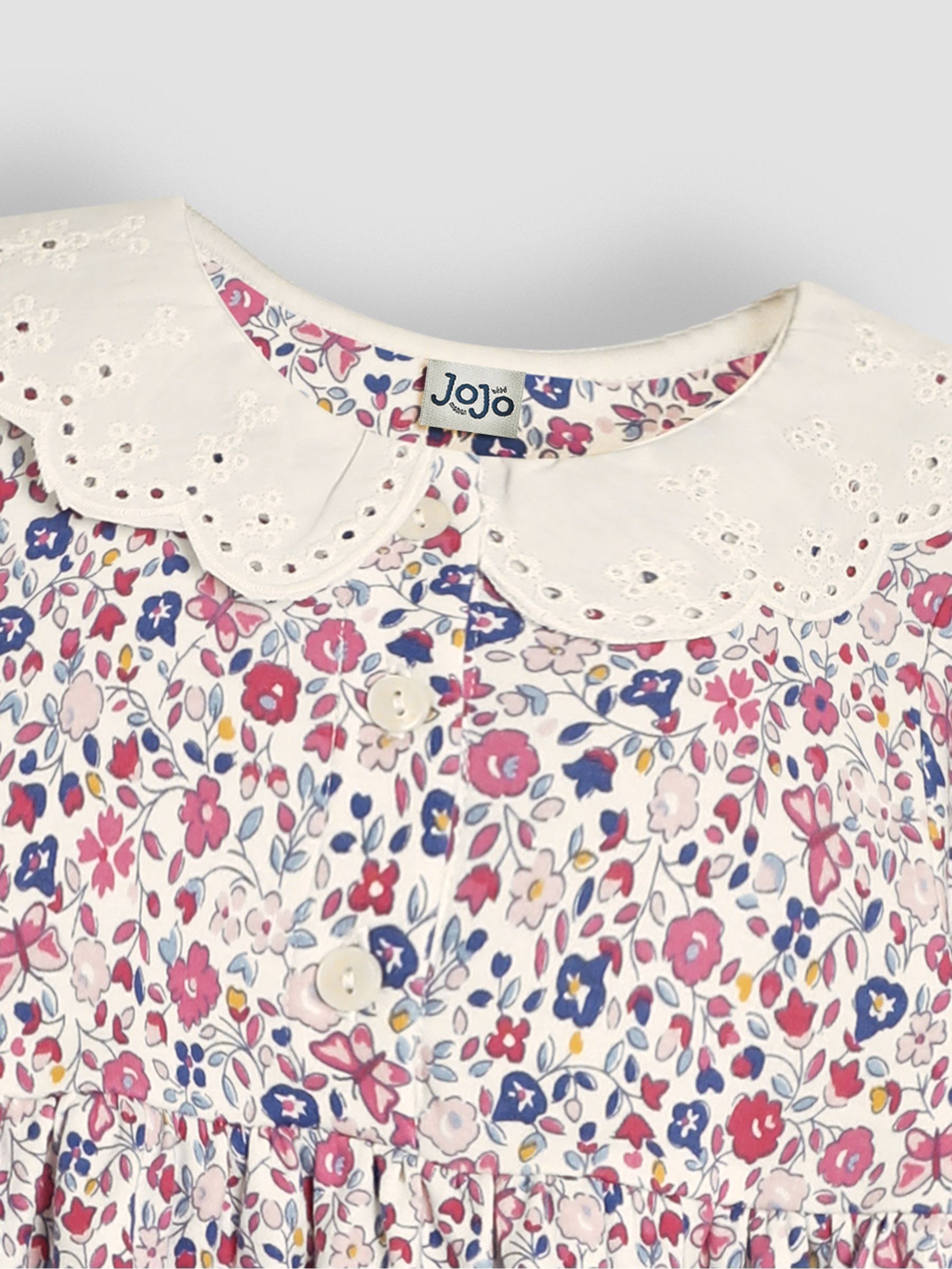 Pink Butterfly Ditsy Floral Broderie Collar Dress - Image 3 of 3