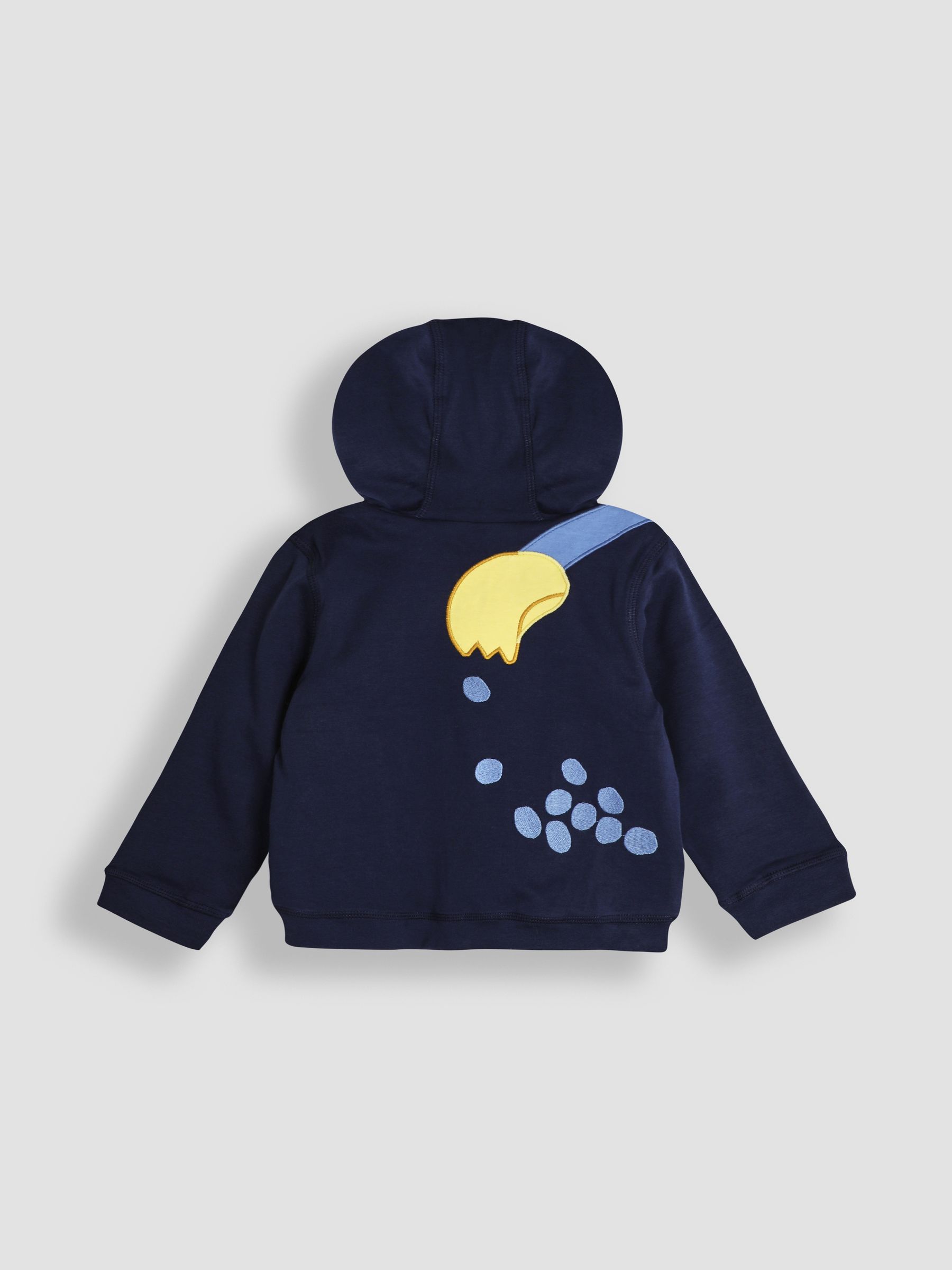 Navy Blue Construction Vehicle Appliqué Reversible Hoodie - Image 4 of 8