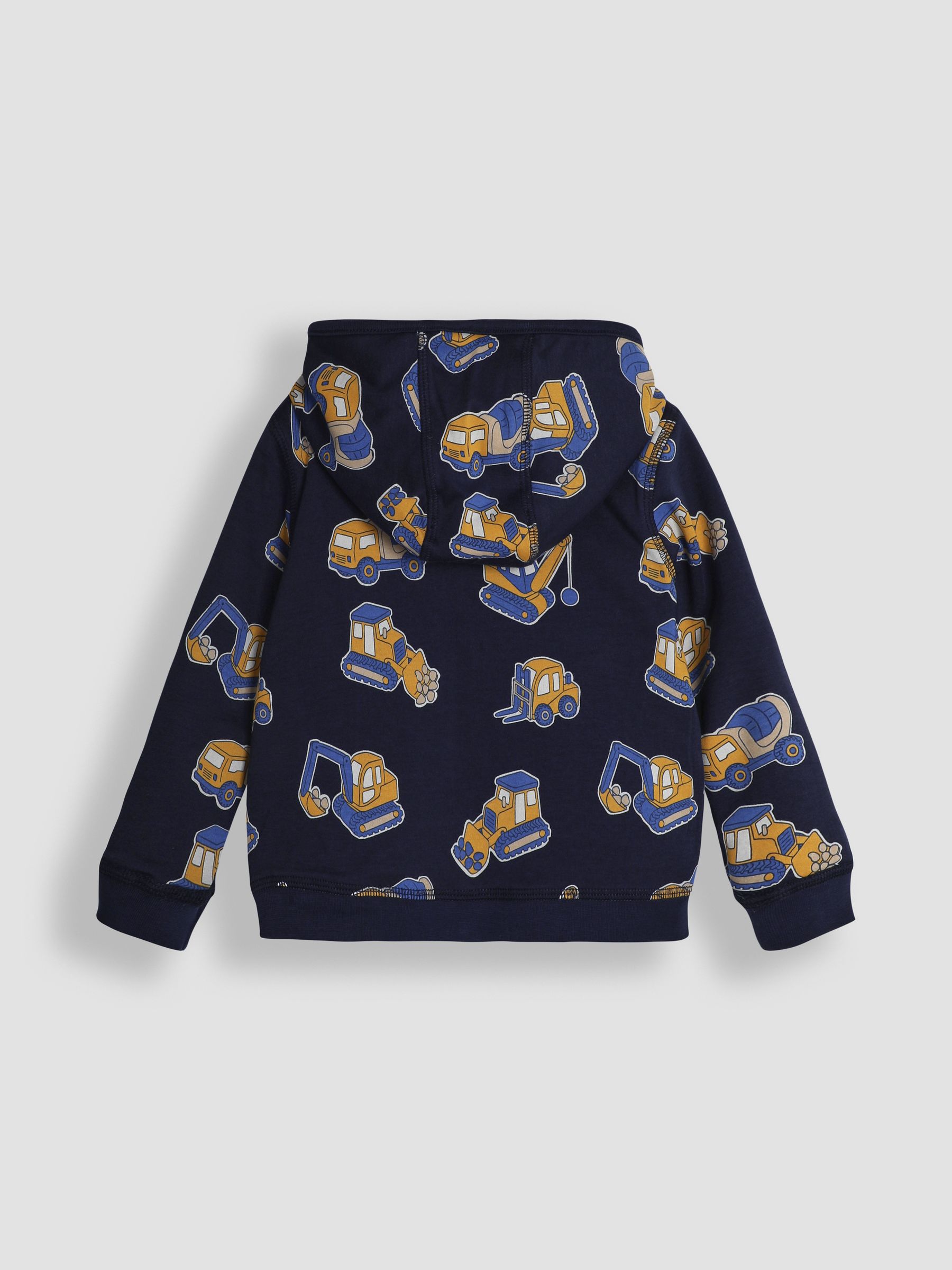 Navy Blue Construction Vehicle Appliqué Reversible Hoodie - Image 6 of 8