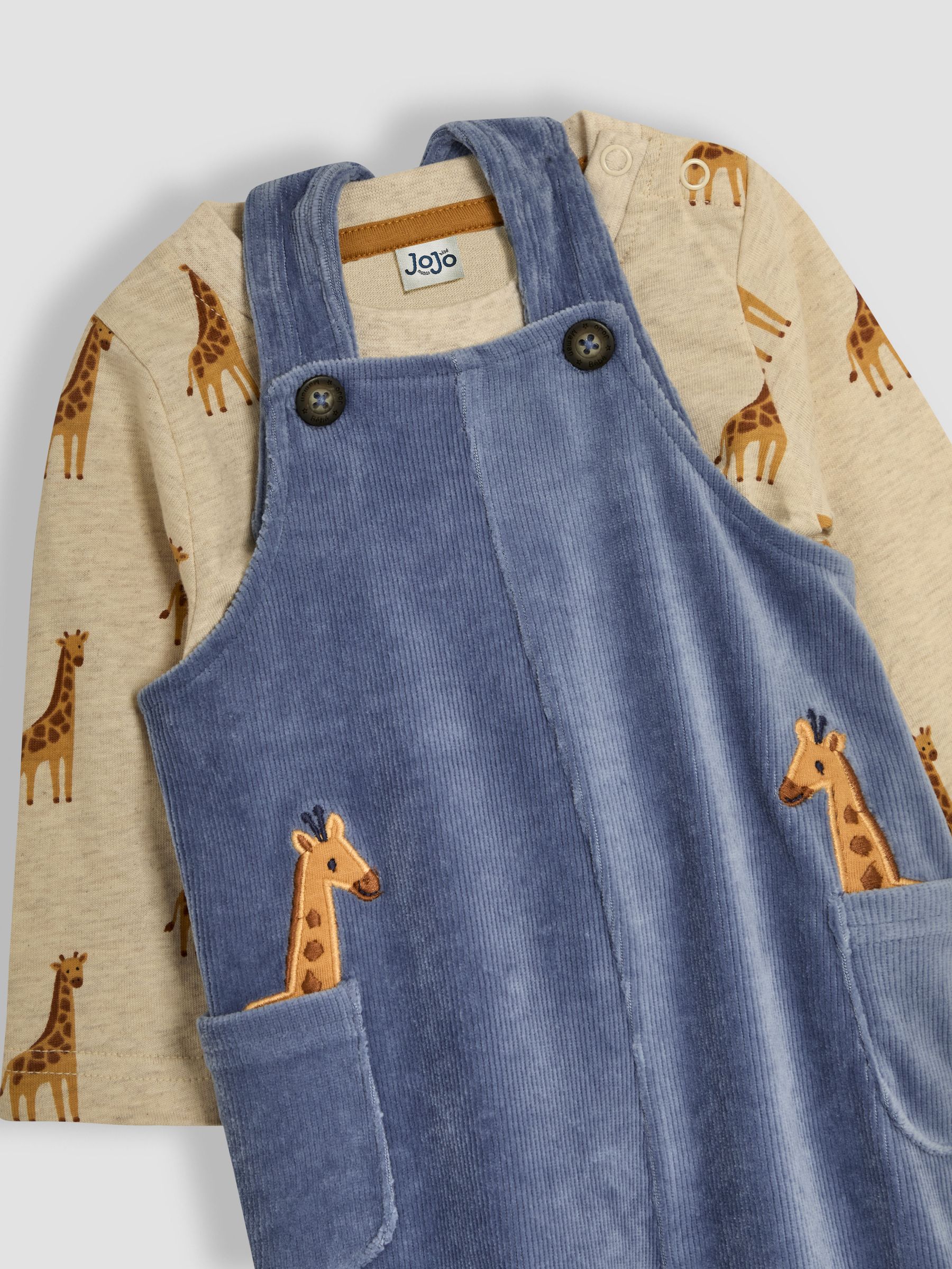 Denim Giraffe Applique Velour Dungarees And Top Set - Image 5 of 5