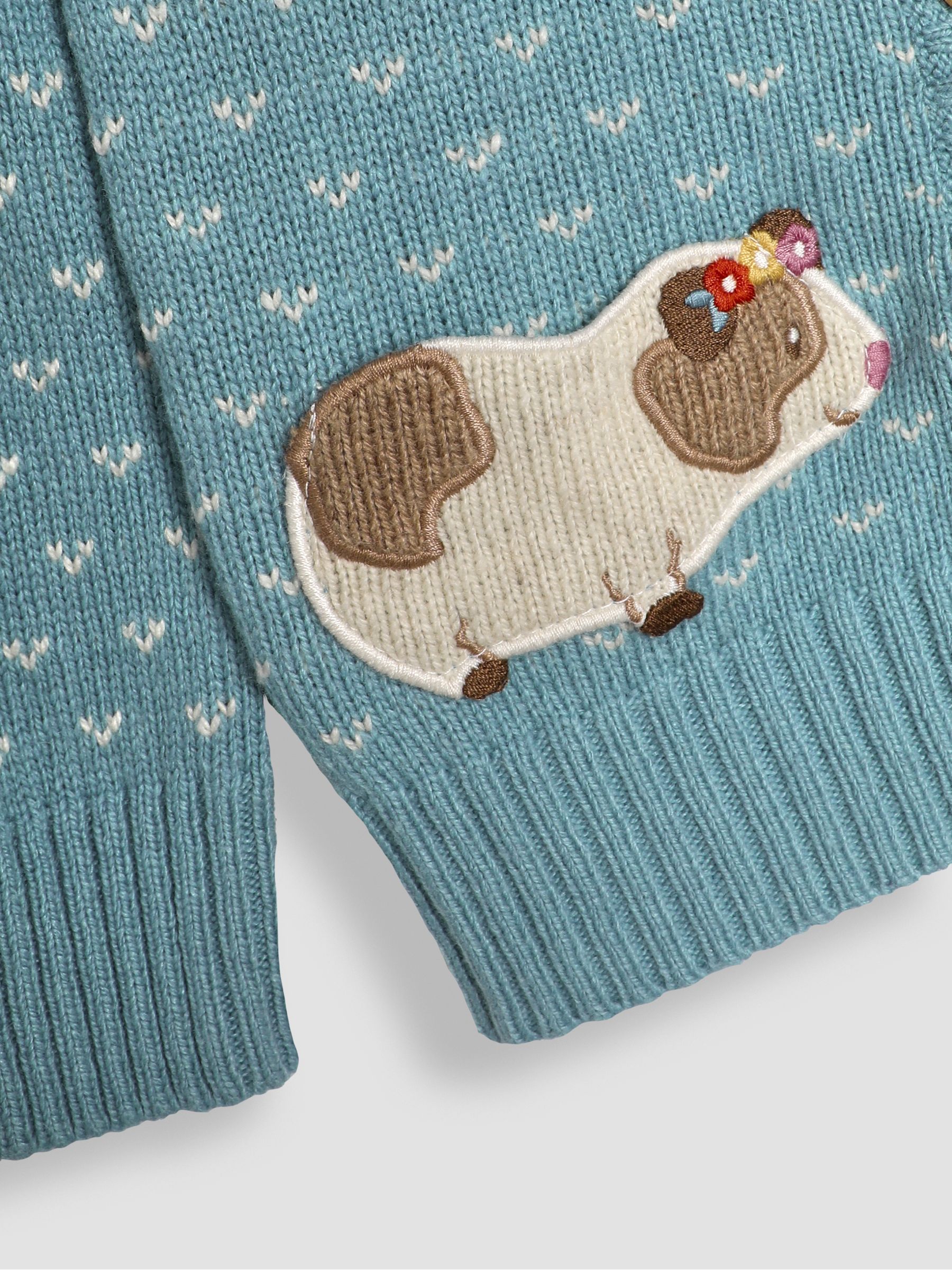 Duck Egg Blue Guinea Pig Knit Fair Isle Cardigan - Image 3 of 3