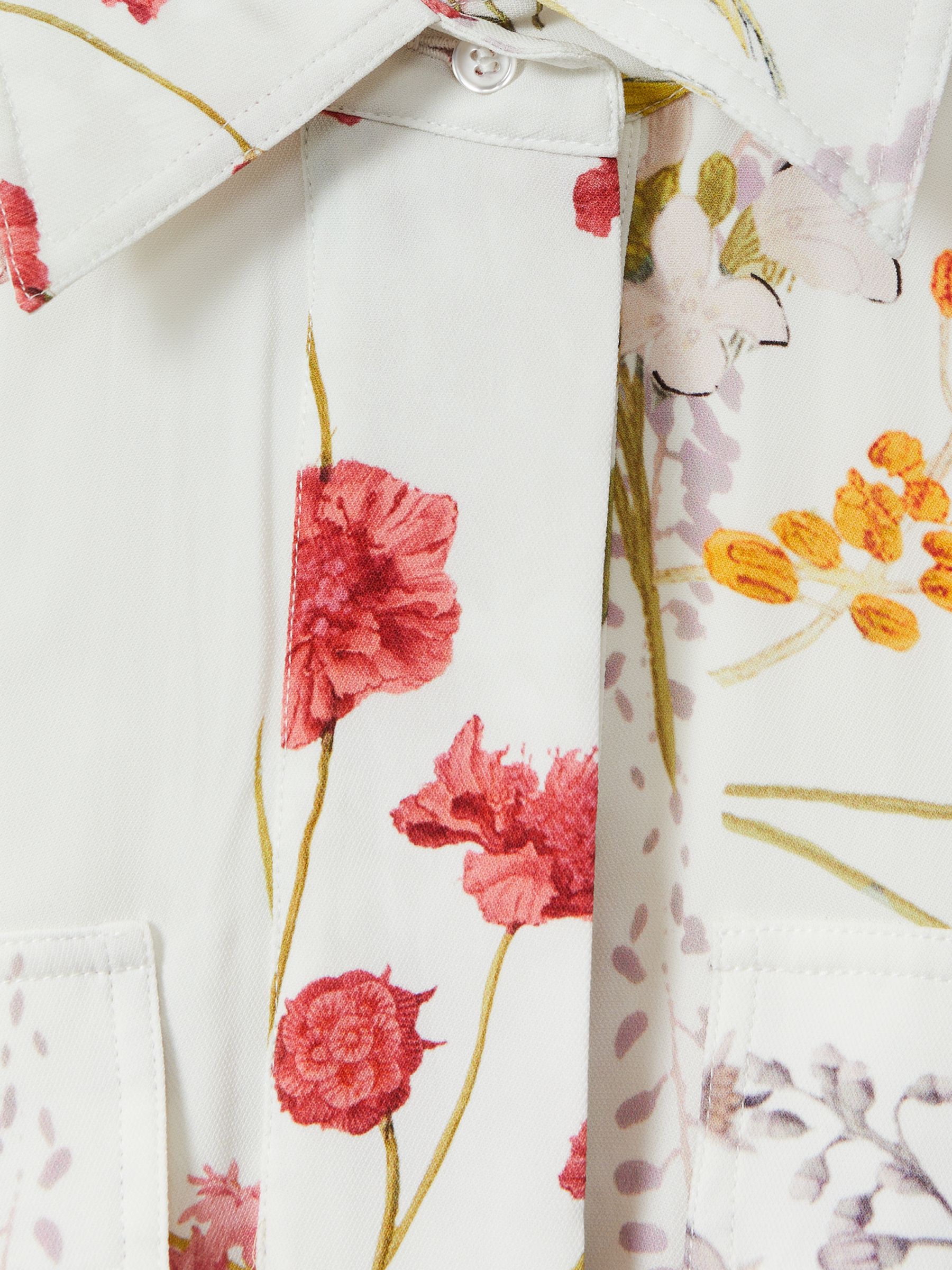 Floral Print Belted Midi Dress in Ivory/Orange - Image 5 of 5