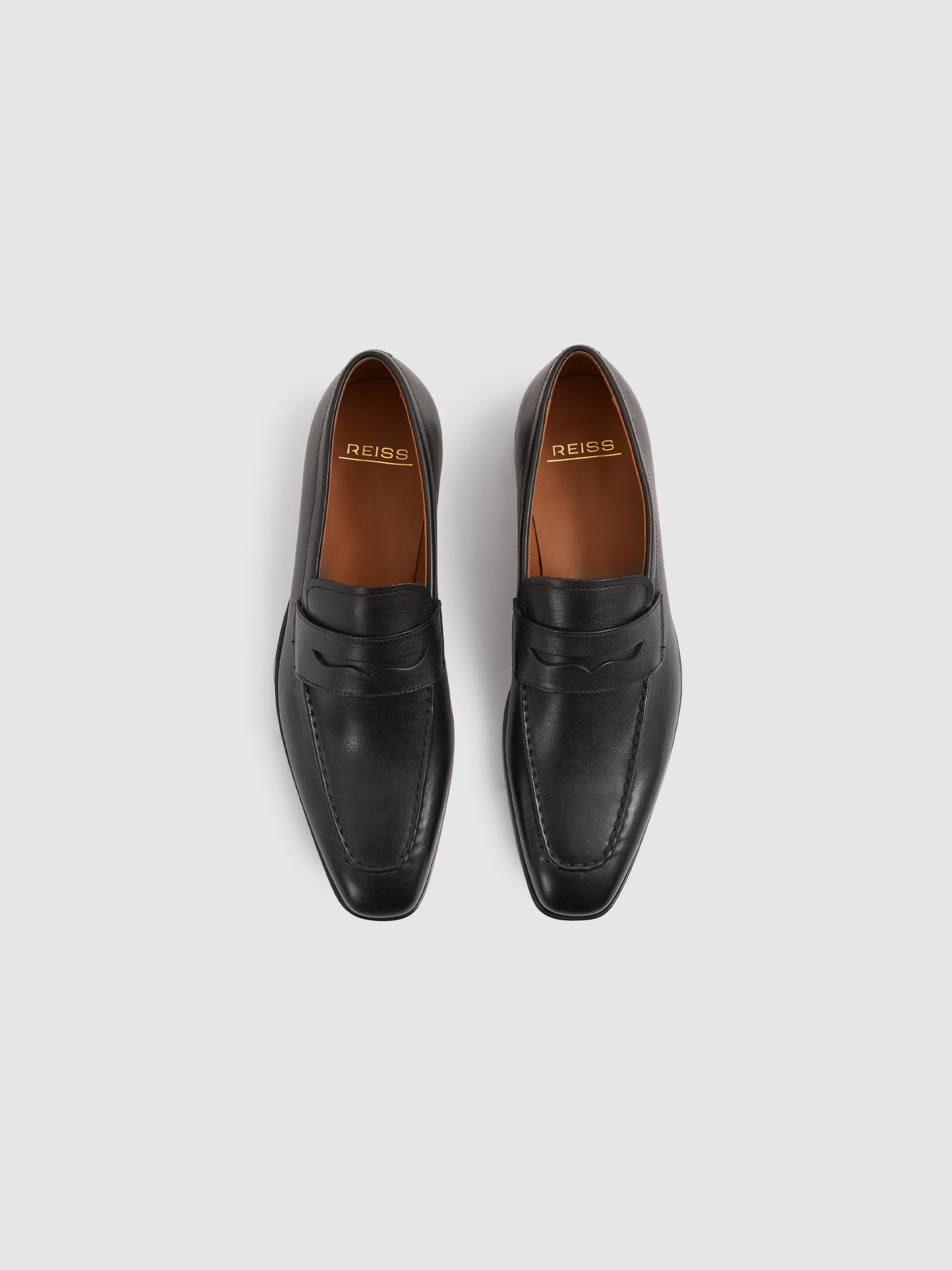Leather Saddle Loafers in Black - Image 3 of 5
