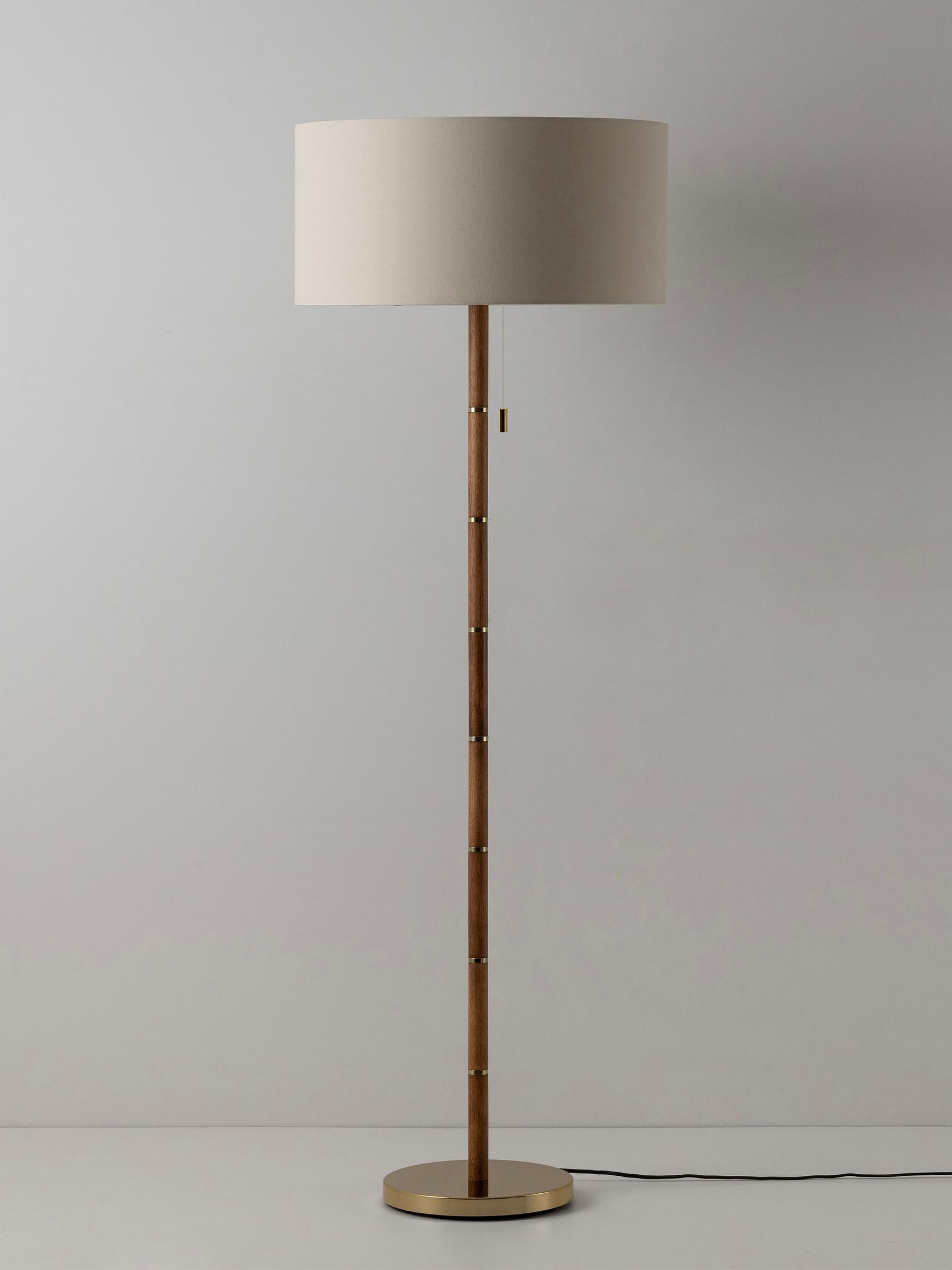 Houseof. Wooden And Brass Disk Floor Lamp - Image 2 of 6