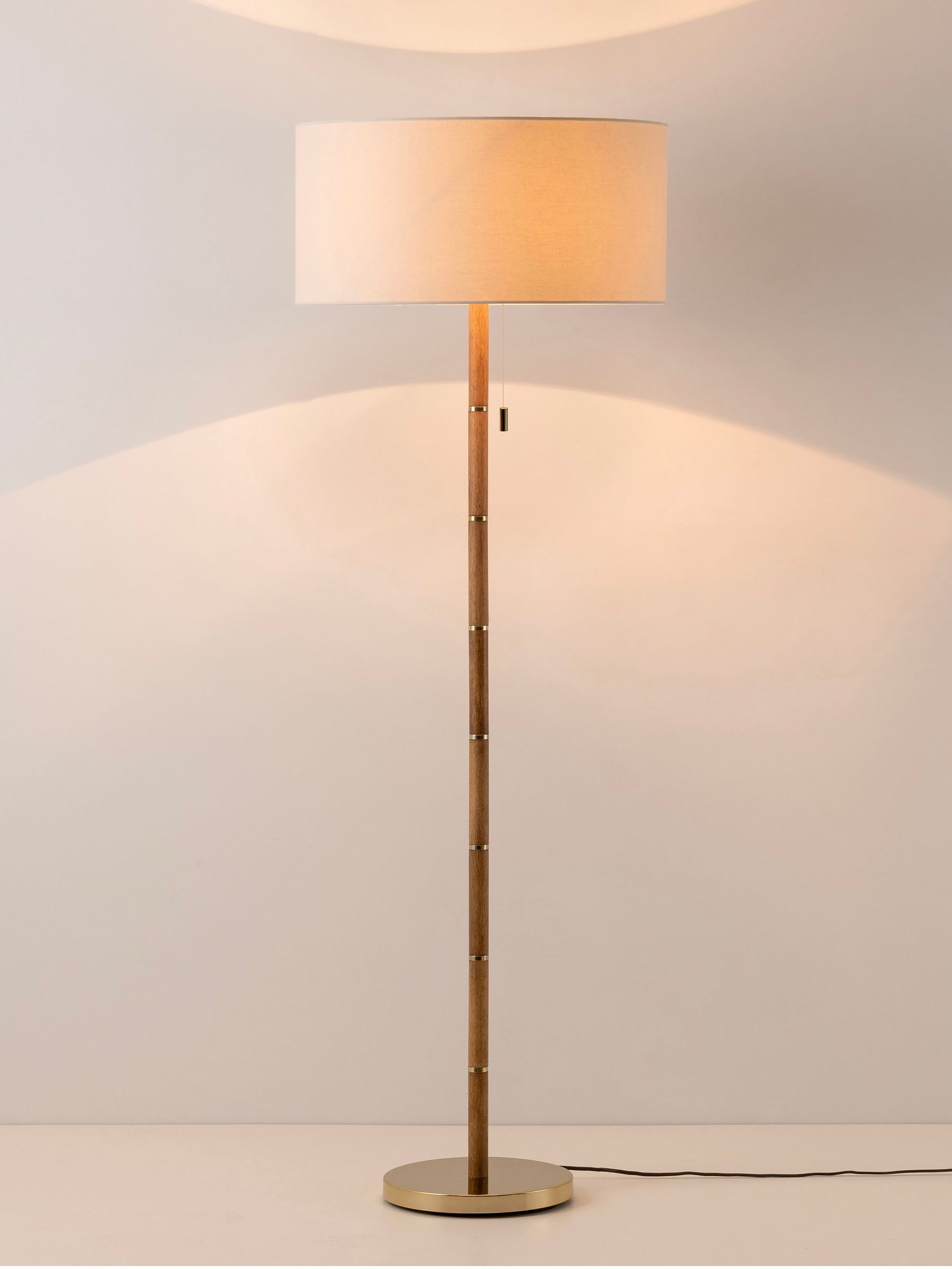 Houseof. Wooden And Brass Disk Floor Lamp - Image 3 of 6