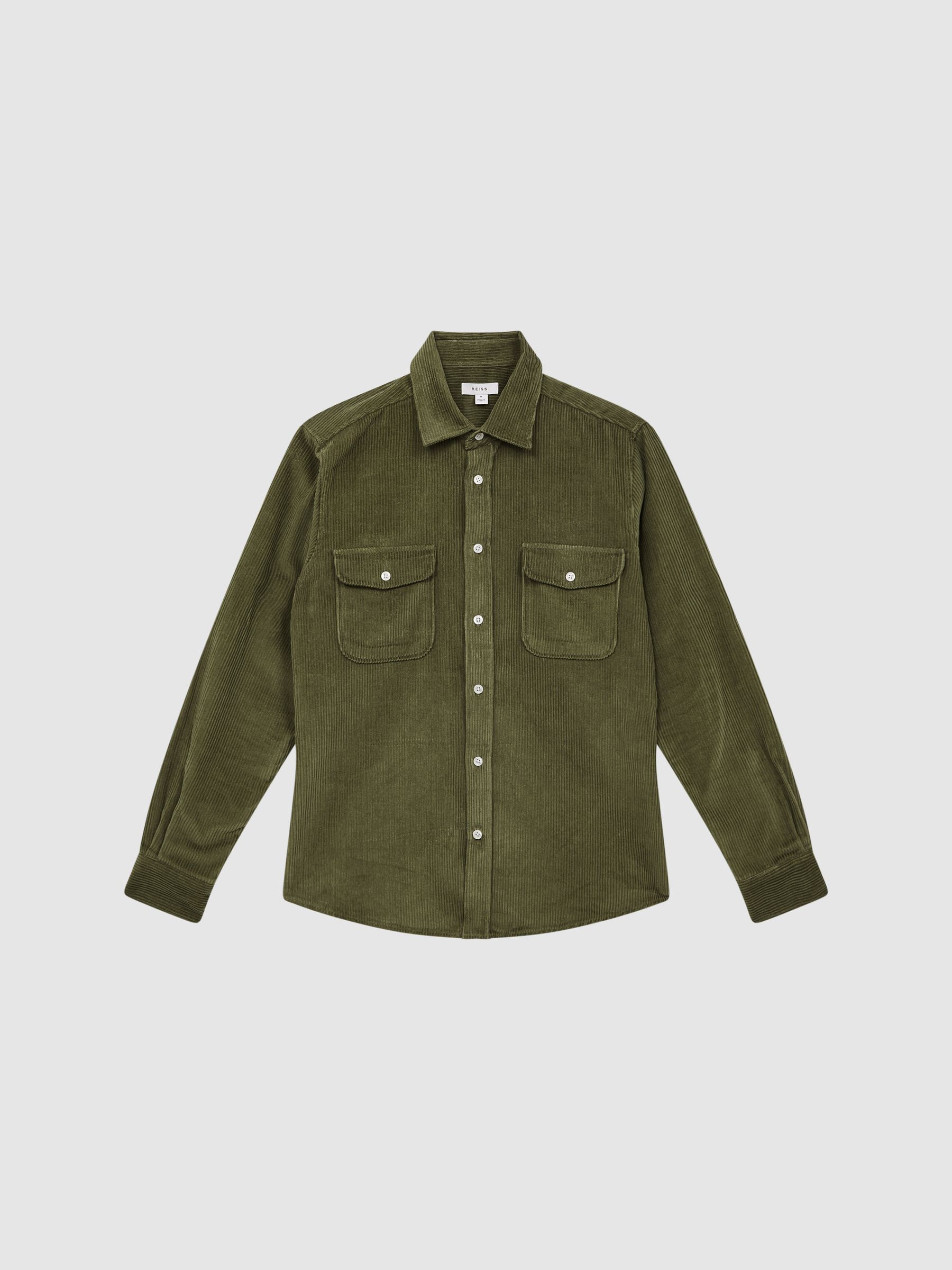 Corduroy Twin Pocket Overshirt in Kale - Image 2 of 7