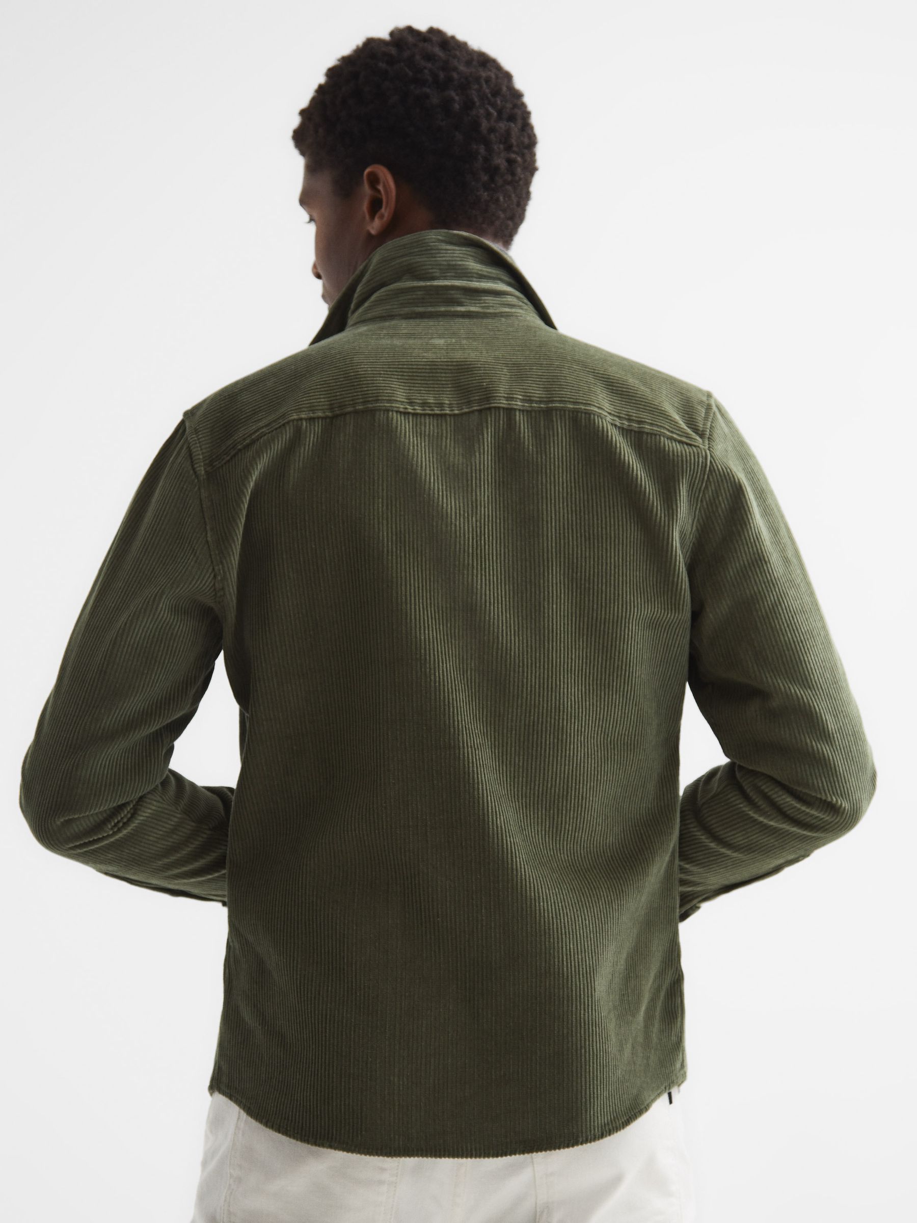 Corduroy Twin Pocket Overshirt in Kale - Image 5 of 7