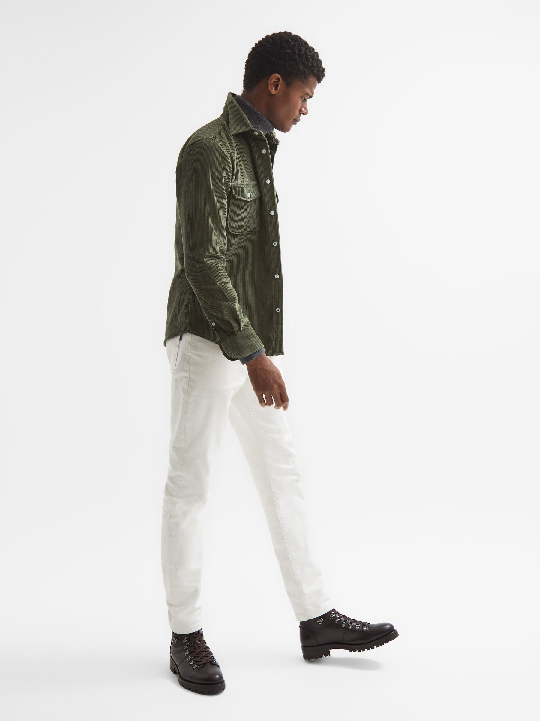 Corduroy Twin Pocket Overshirt in Kale - Image 6 of 7