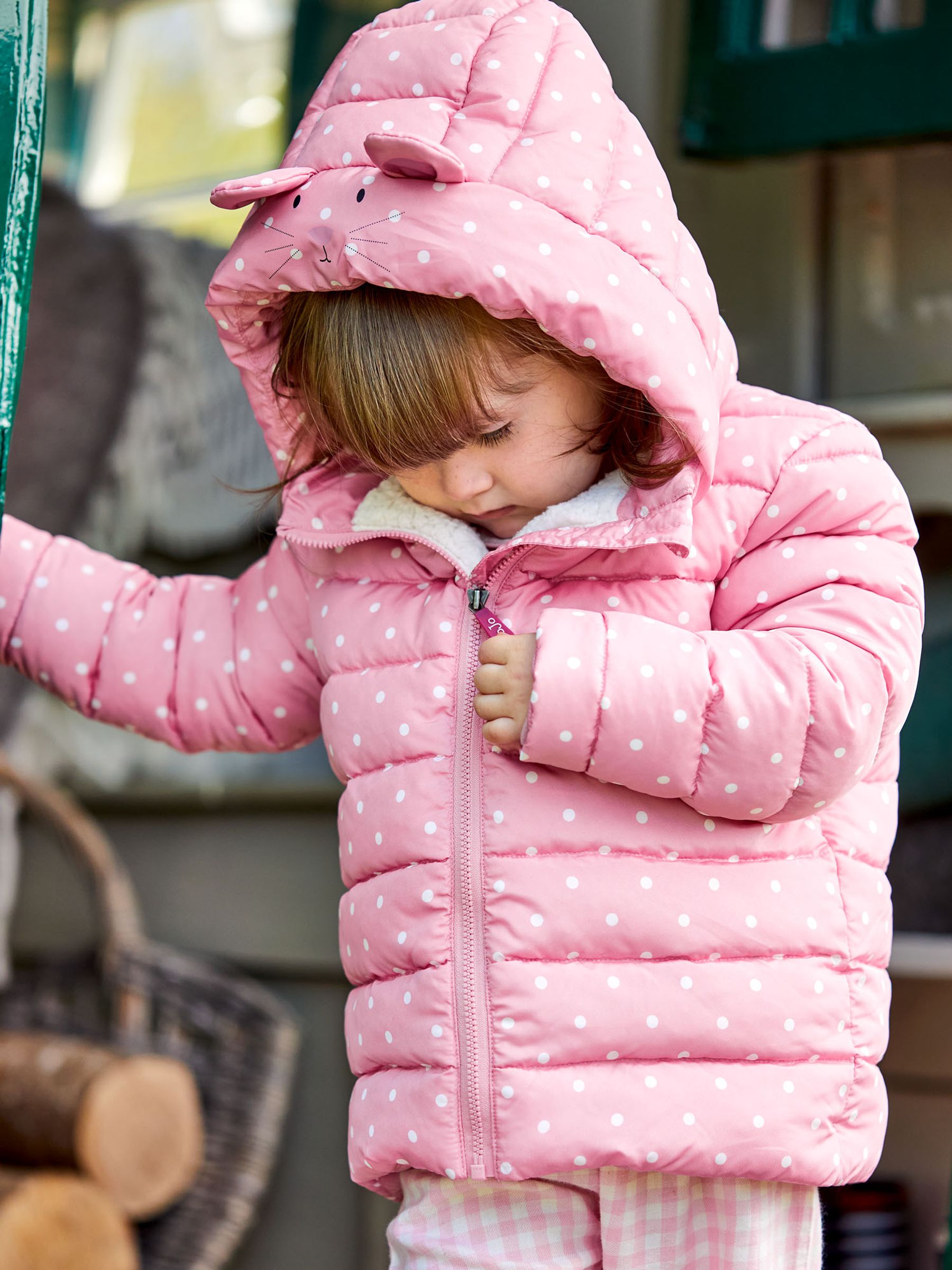 Pink Spot Mouse Puffer Jacket JoJo Maman Bébé