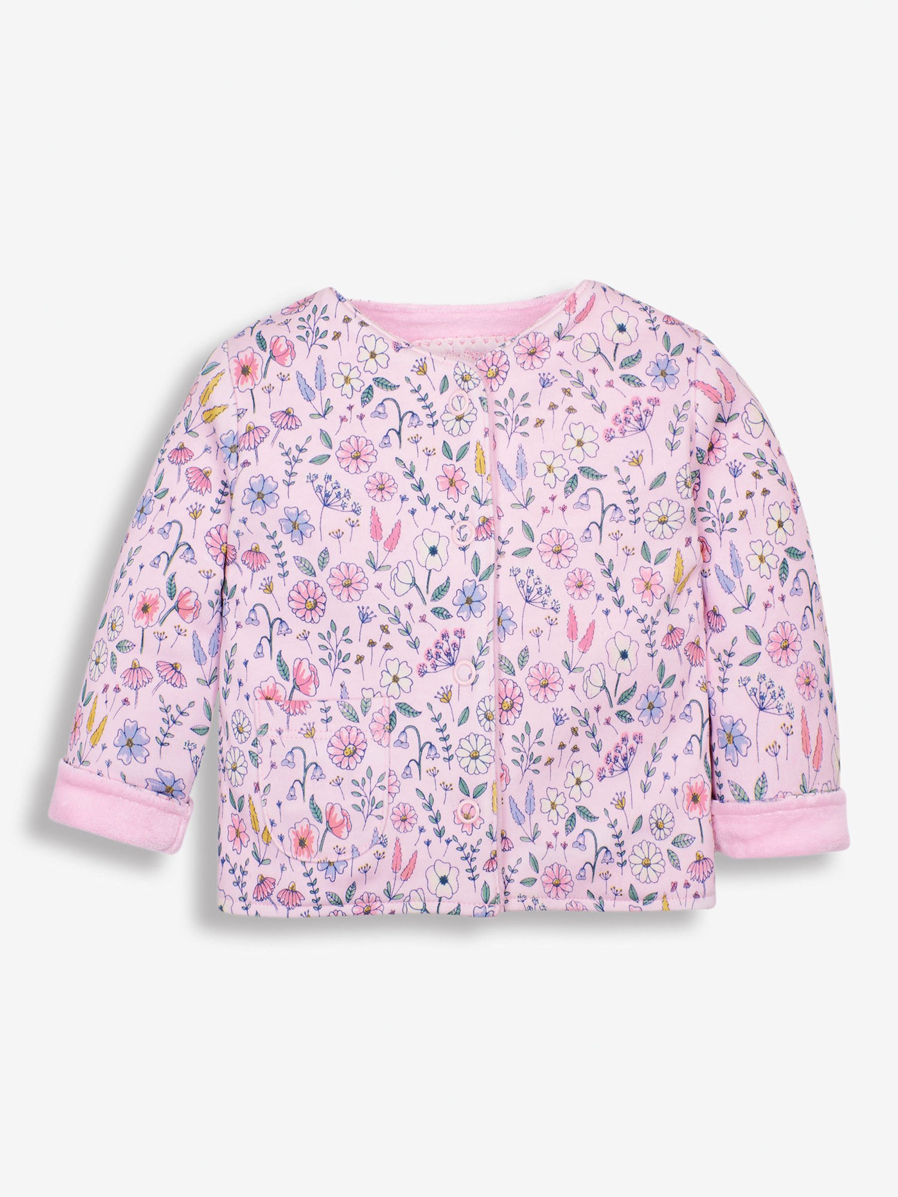 Pink Floral 2-Piece Baby Sleepsuit & Velour Jacket Set - Image 6 of 8