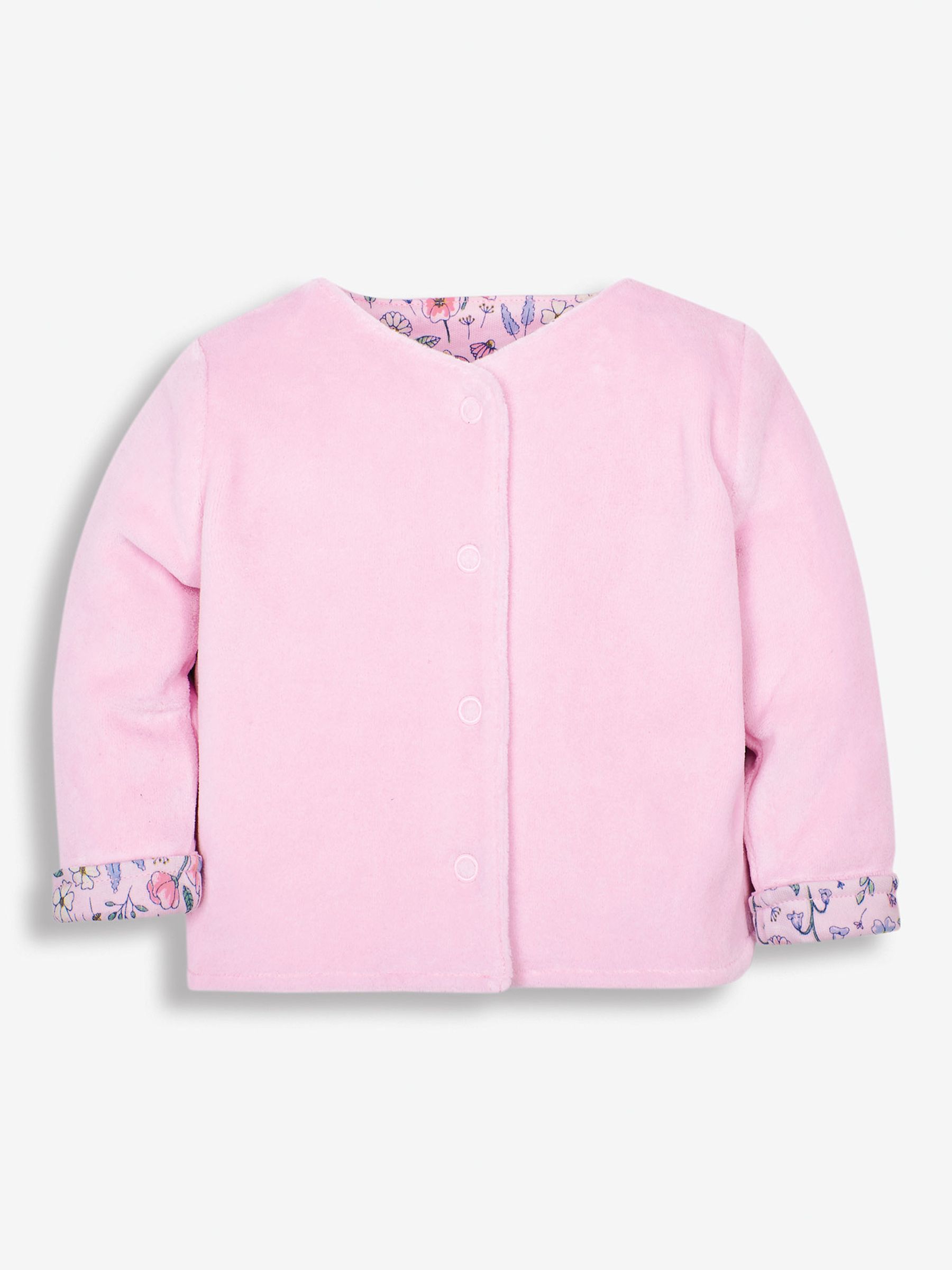 Pink Floral 2-Piece Baby Sleepsuit & Velour Jacket Set - Image 7 of 8