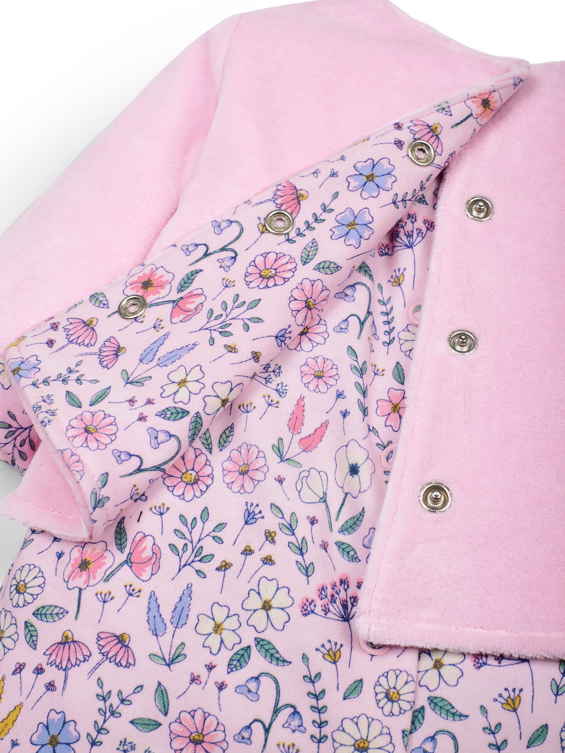 Pink Floral 2-Piece Baby Sleepsuit & Velour Jacket Set - Image 8 of 8