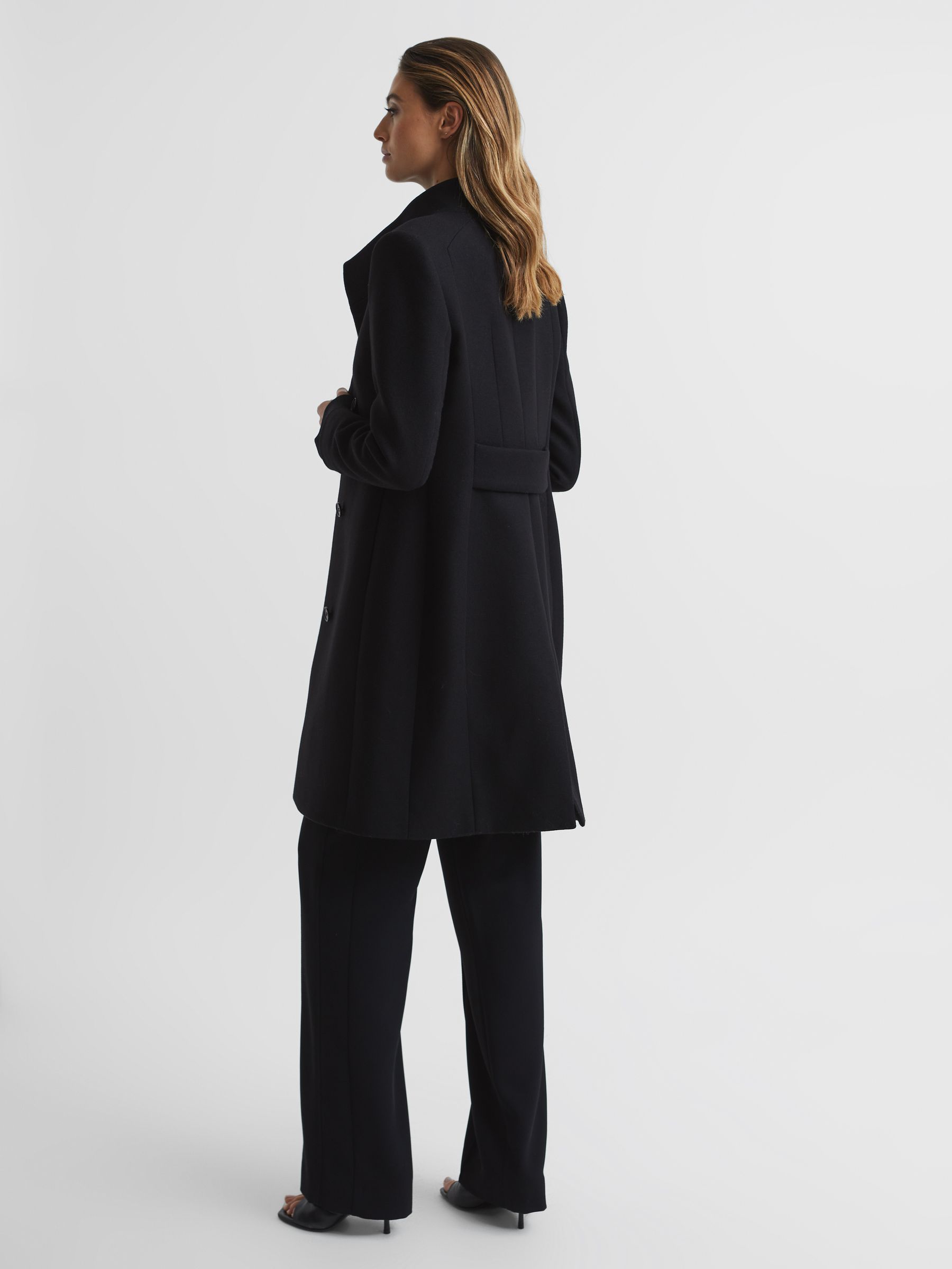 Wool Blend Mid-Length Coat in Black - Image 5 of 6