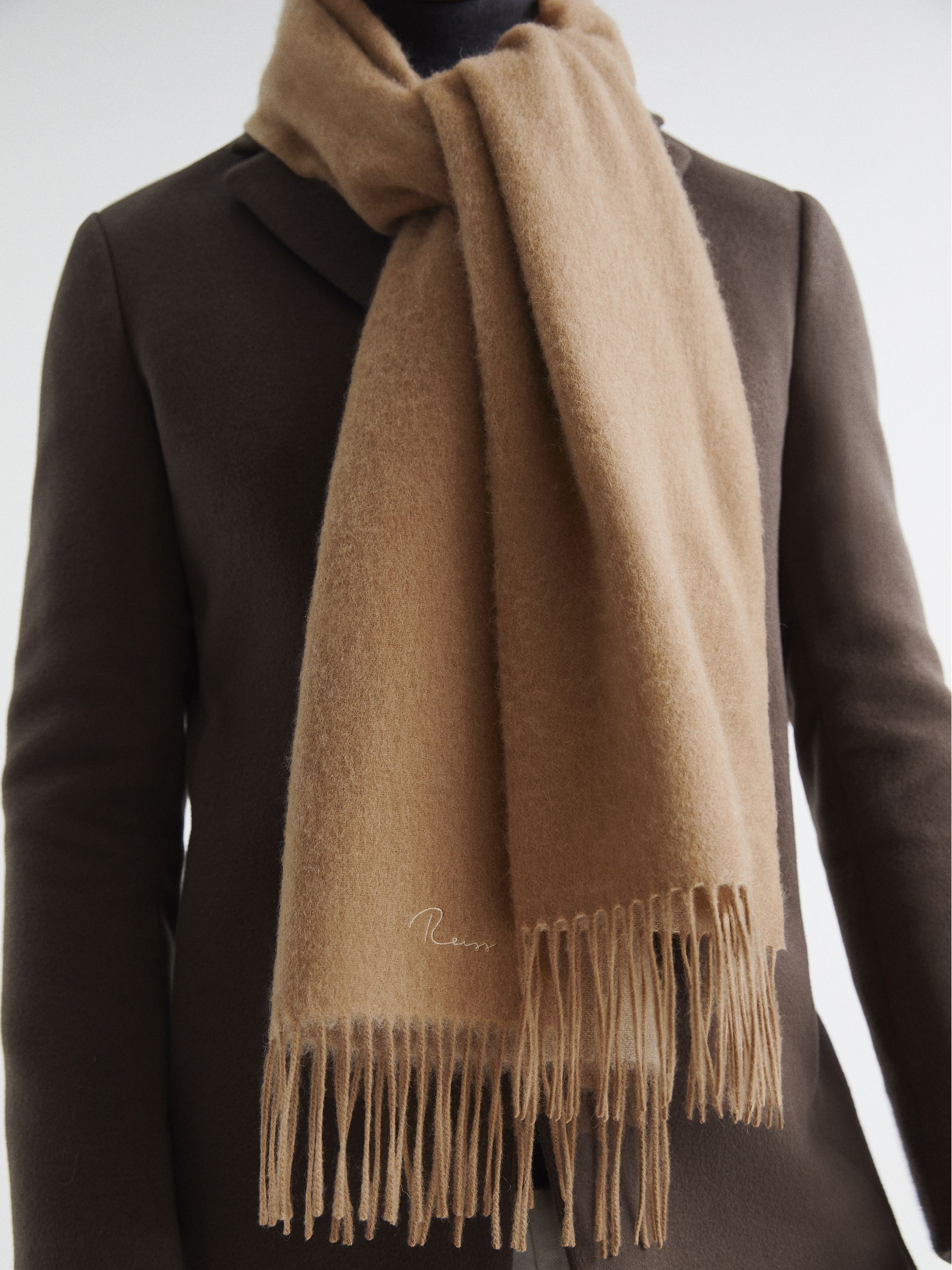 Wool and Cashmere Scarf in Camel - Image 2 of 4