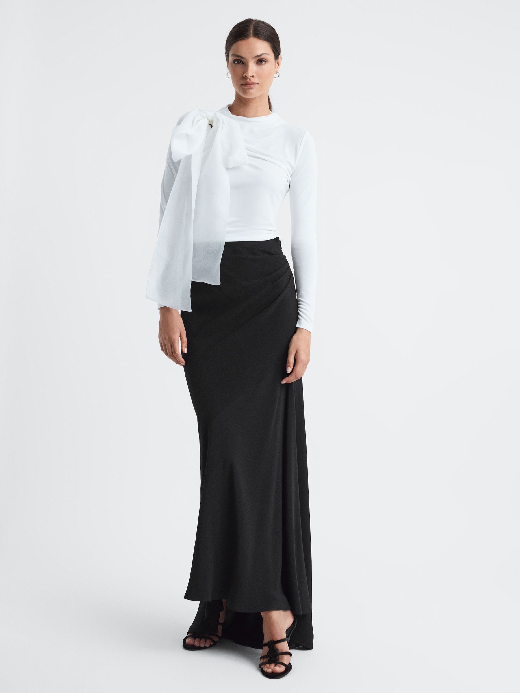 High Rise Fitted Maxi Skirt in Black - Image 3 of 4