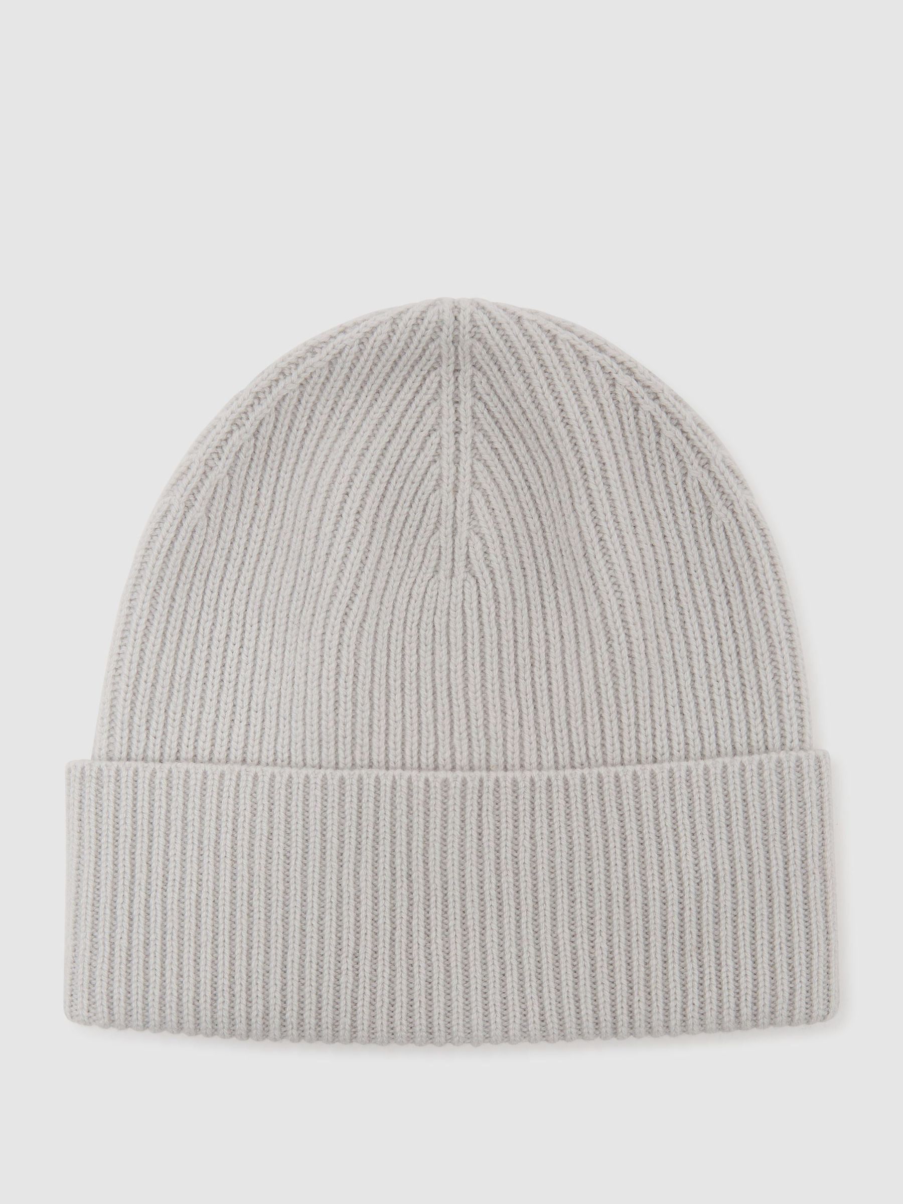 Wool-Blend Rib-Knit Beanie in Grey - Image 3 of 3
