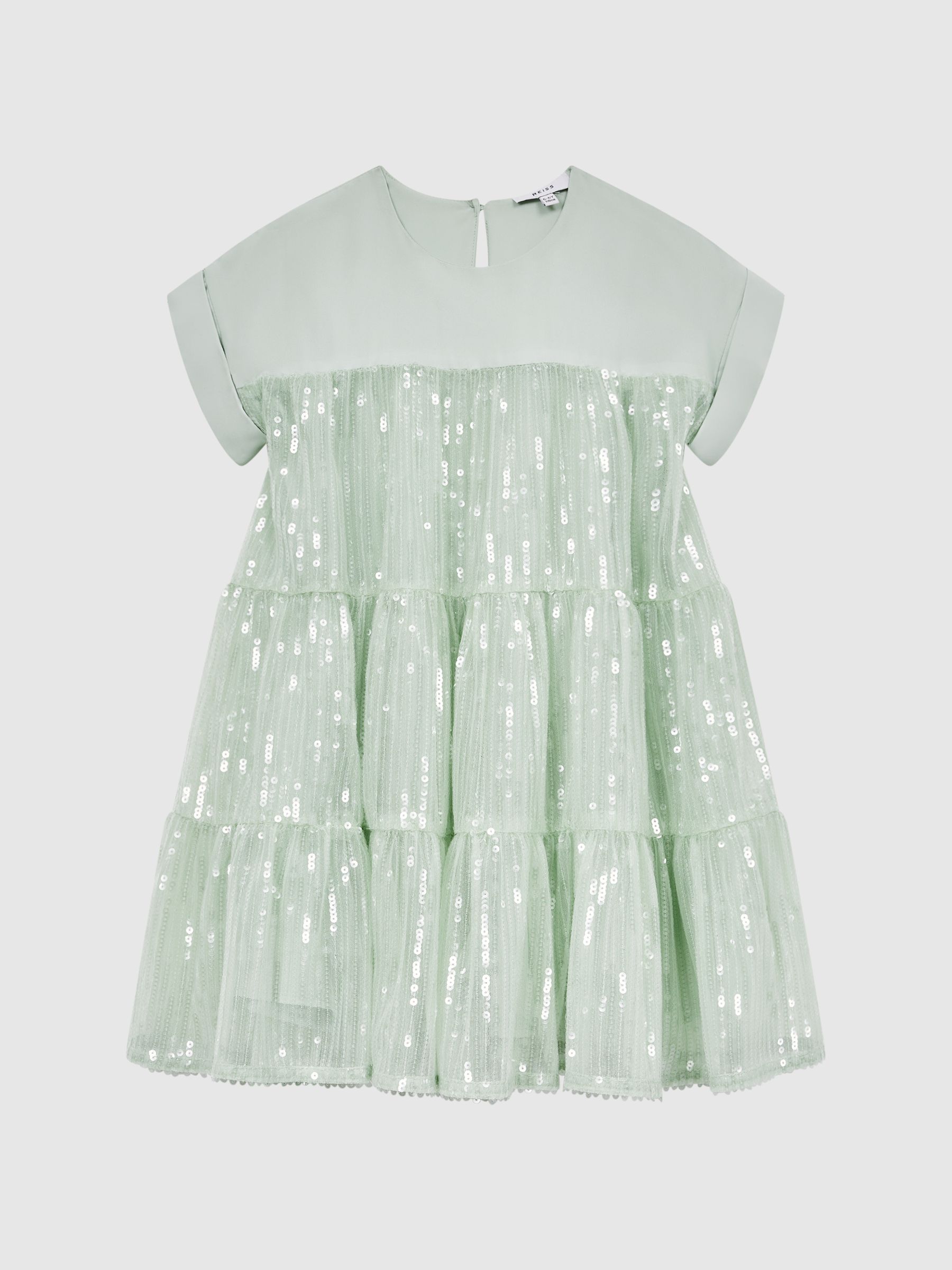 4-9 yrs Sequin Tiered Dress in Sage - Image 2 of 6
