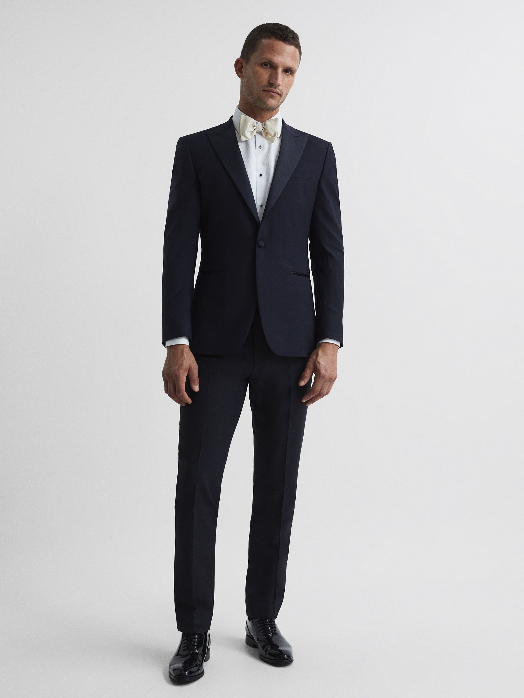 Standard Trim Modern Fit Tuxedo Trousers in Navy - Image 3 of 5