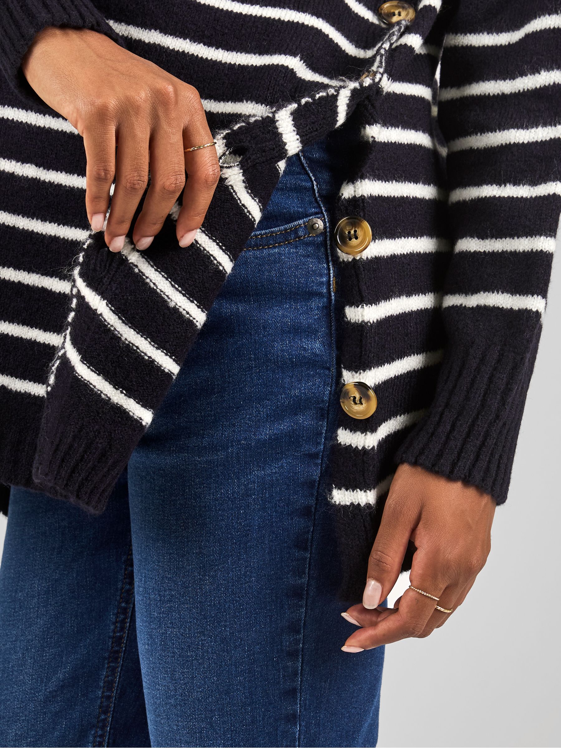 Navy Ecru Stripe Turtle Neck Maternity & Nursing Jumper - Image 4 of 4