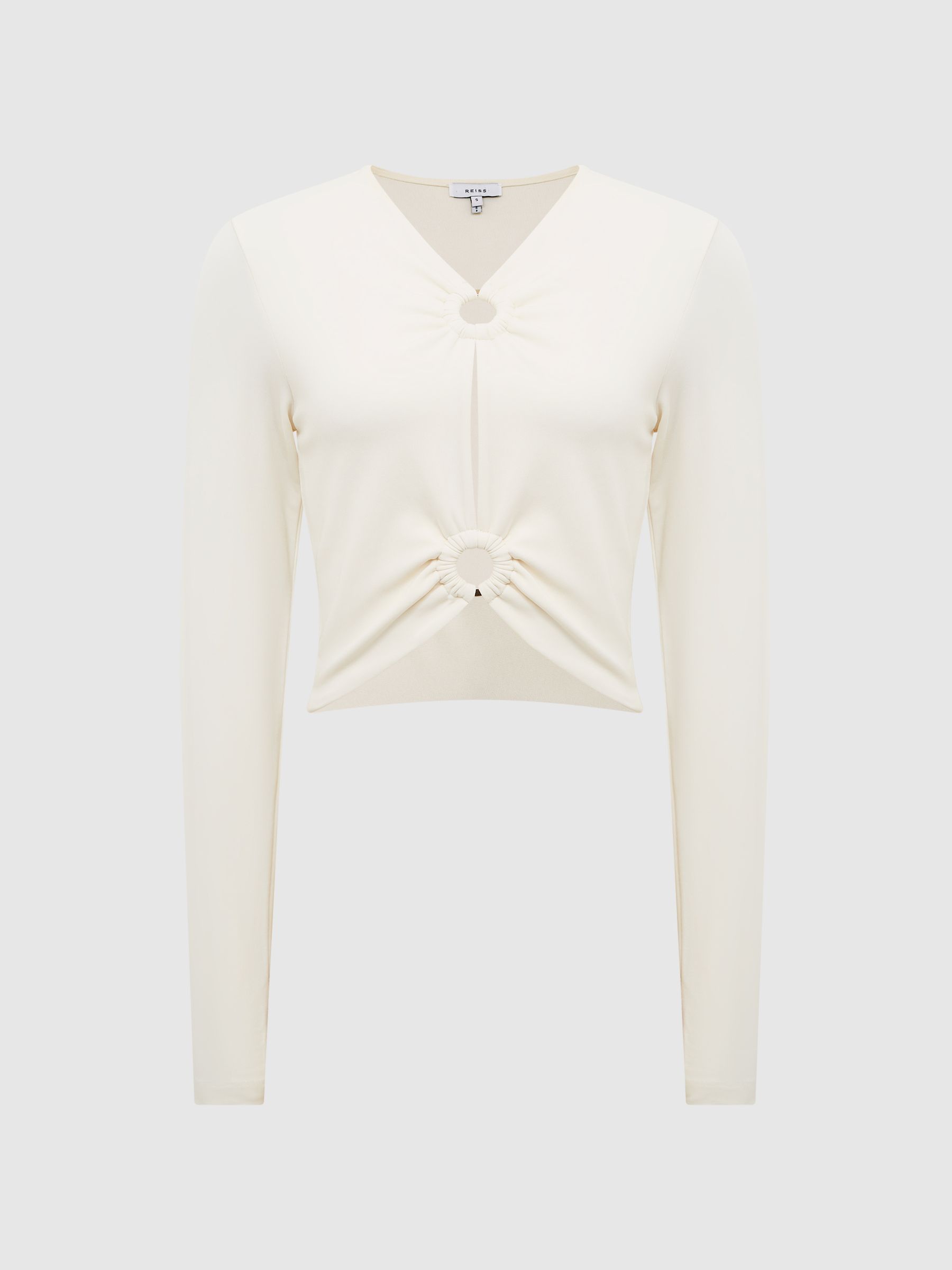 Ring Front Crop Top in Cream - Image 2 of 6