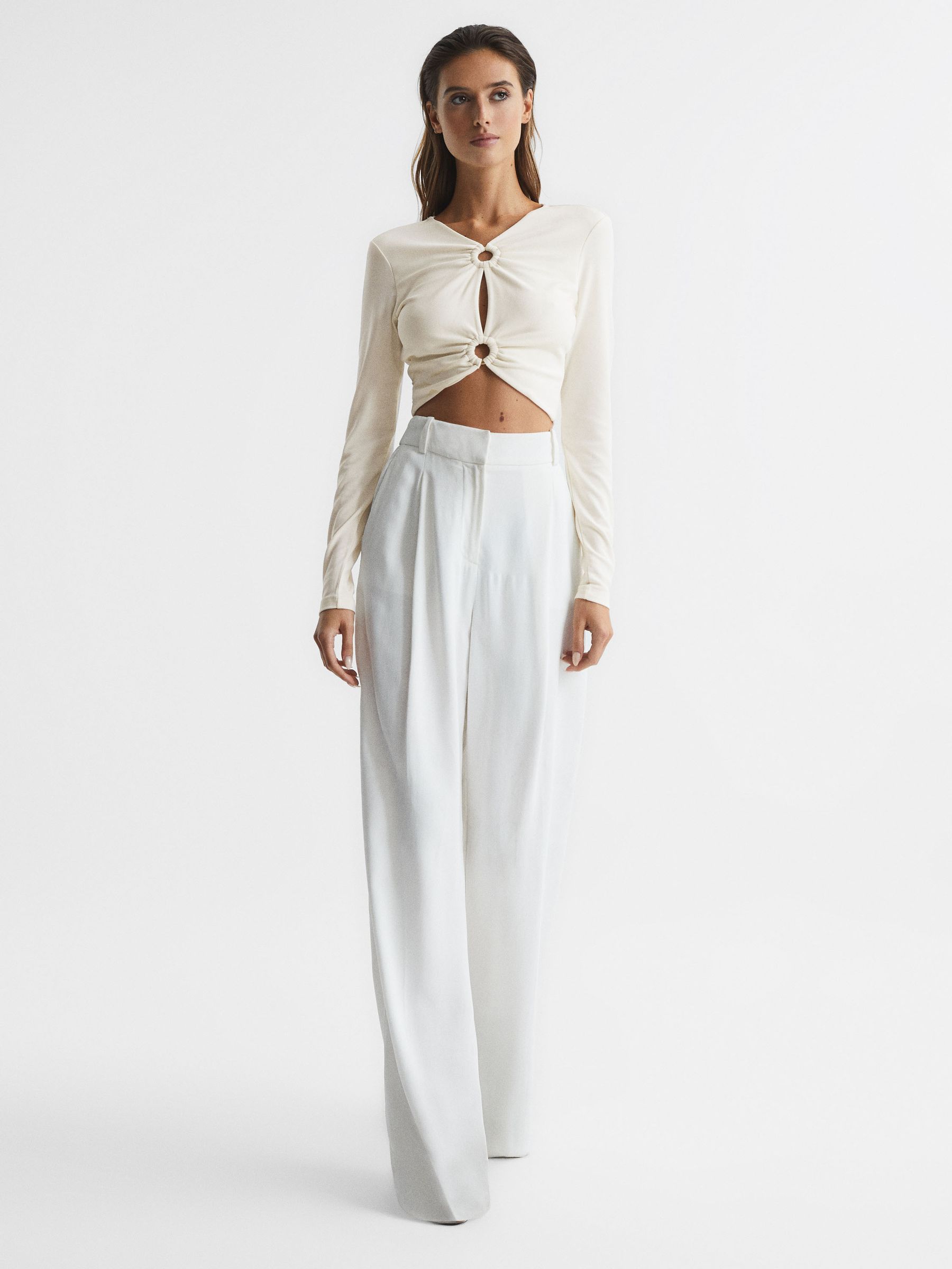 Ring Front Crop Top in Cream - Image 3 of 6