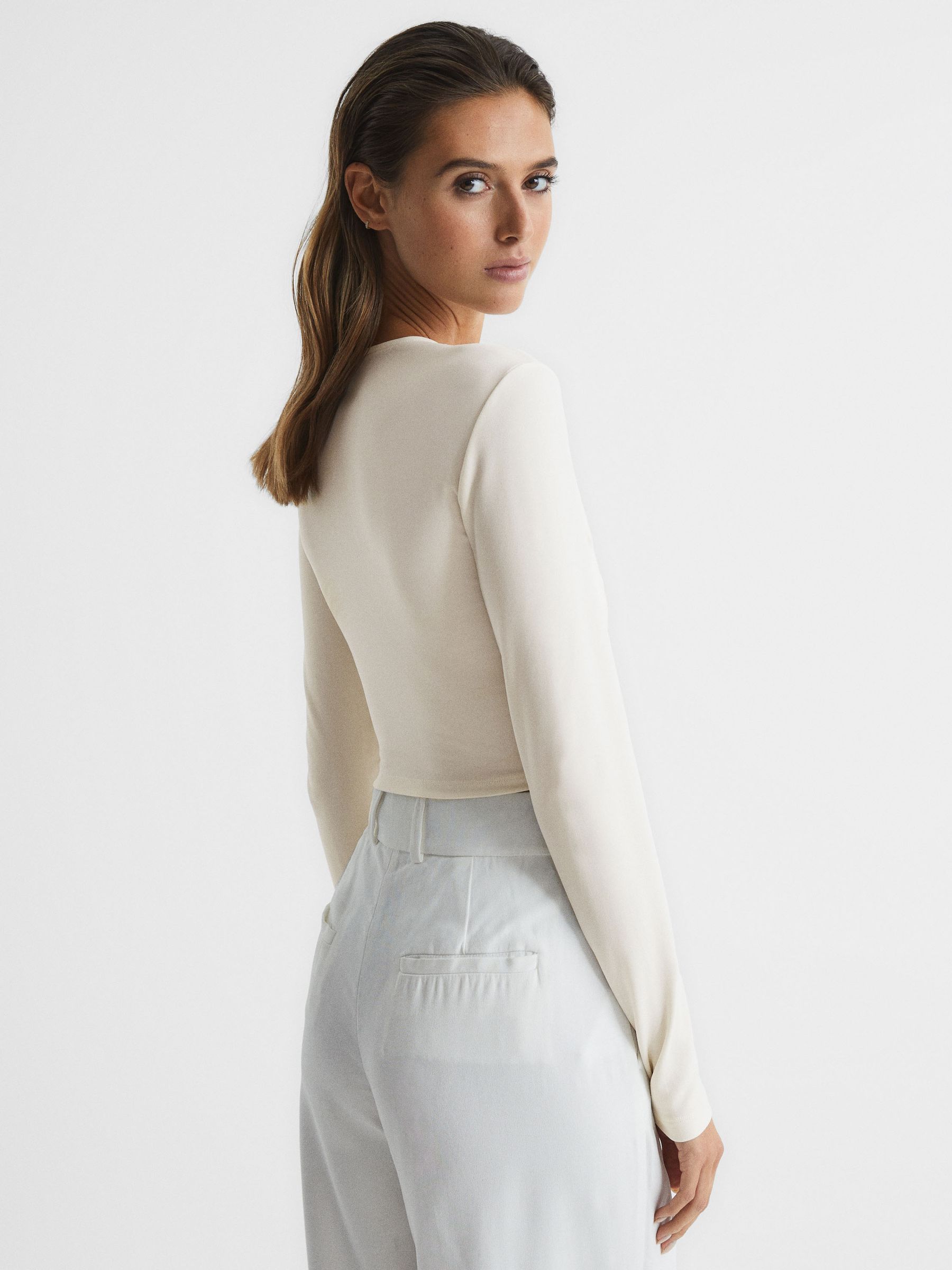 Ring Front Crop Top in Cream - Image 5 of 6