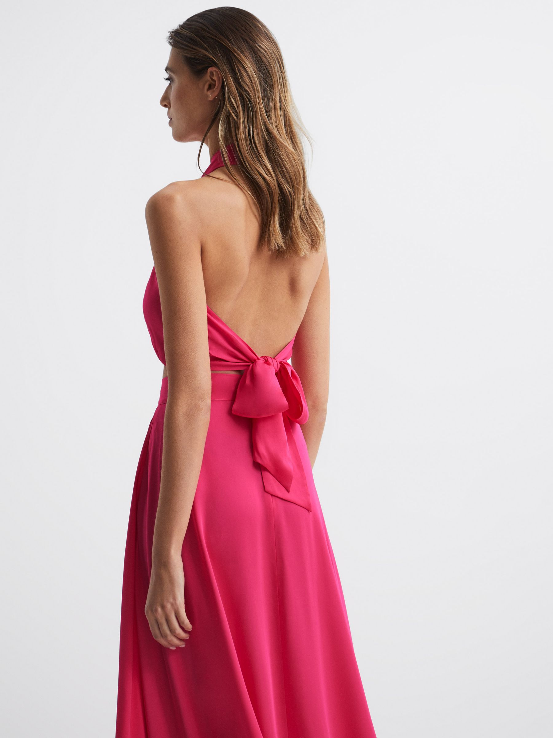 Cropped Halter Occasion Top in Pink - Image 5 of 7