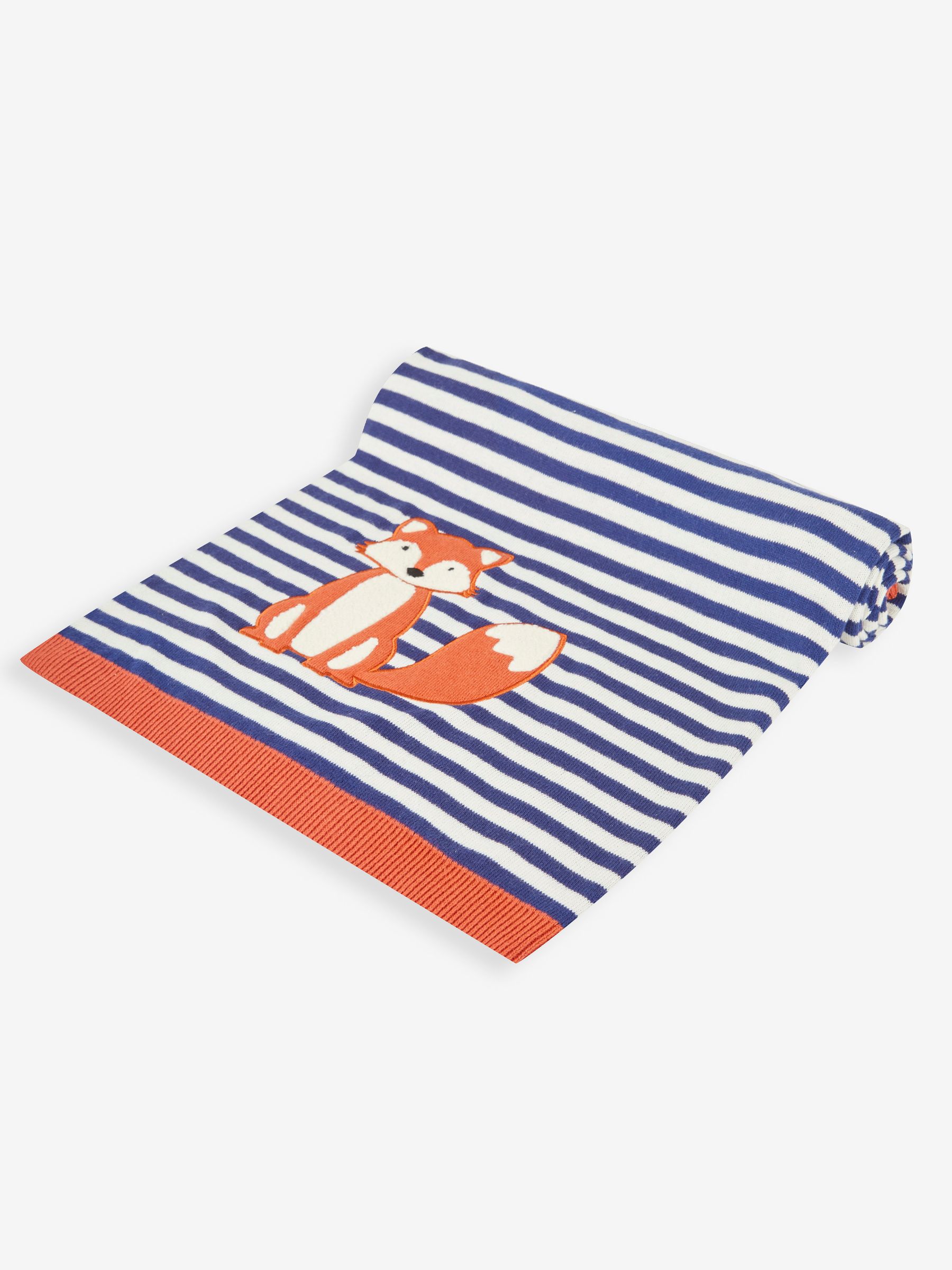 Navy Stripe Fox Appliqué Shawl - Image 1 of 3