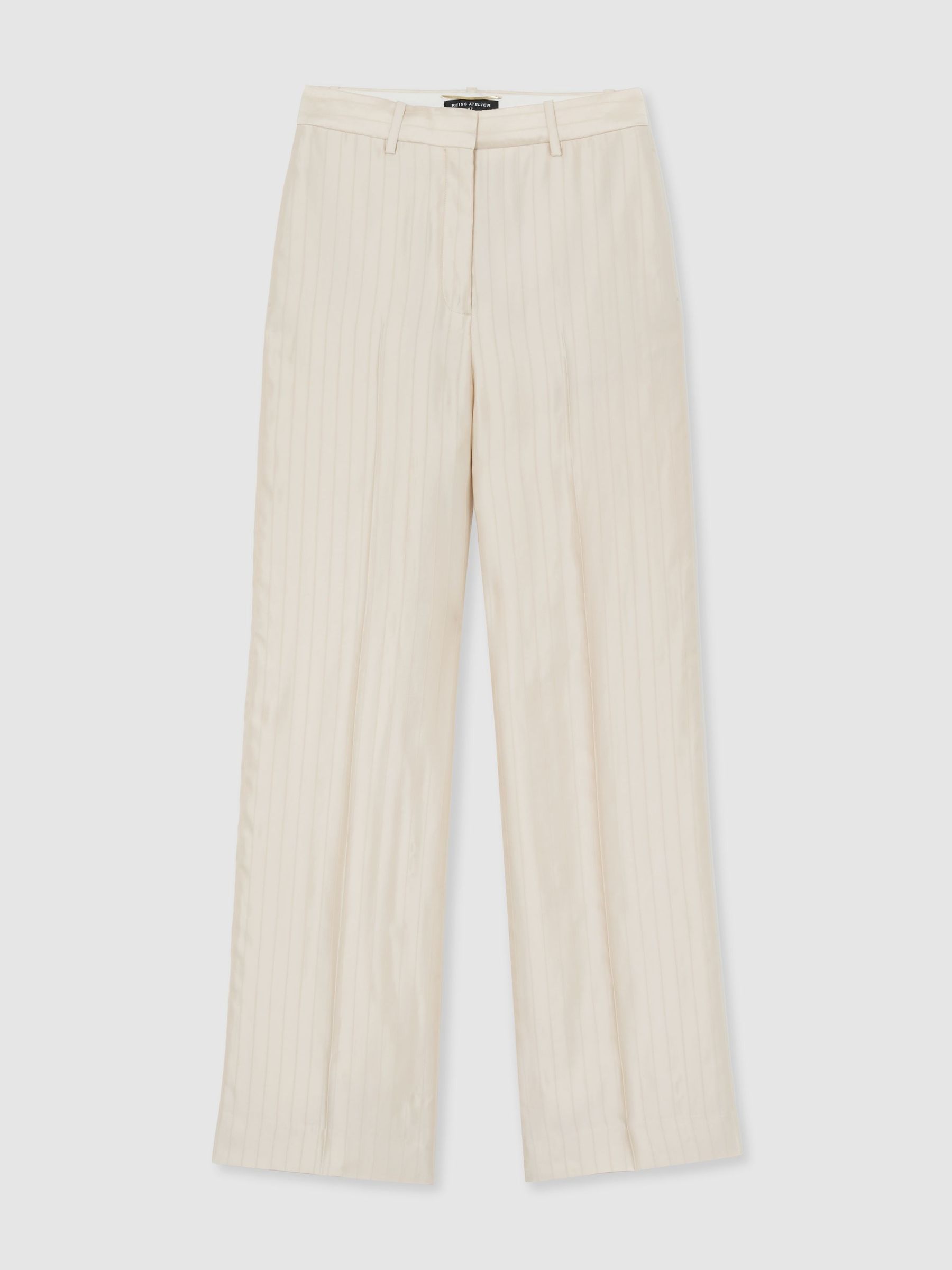 Atelier Satin Pinstripe Wide-Leg Trousers in Cream - Image 2 of 6