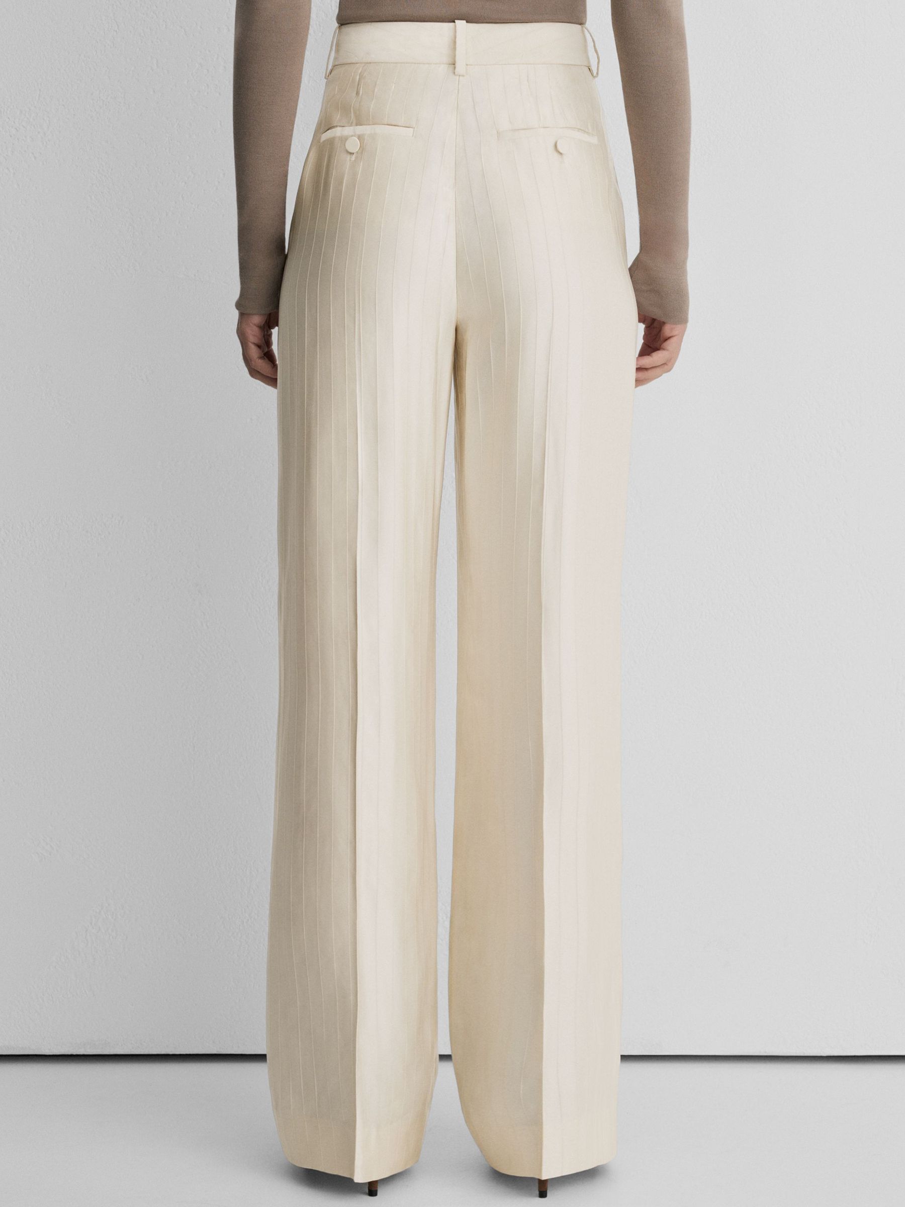 Atelier Satin Pinstripe Wide-Leg Trousers in Cream - Image 4 of 6