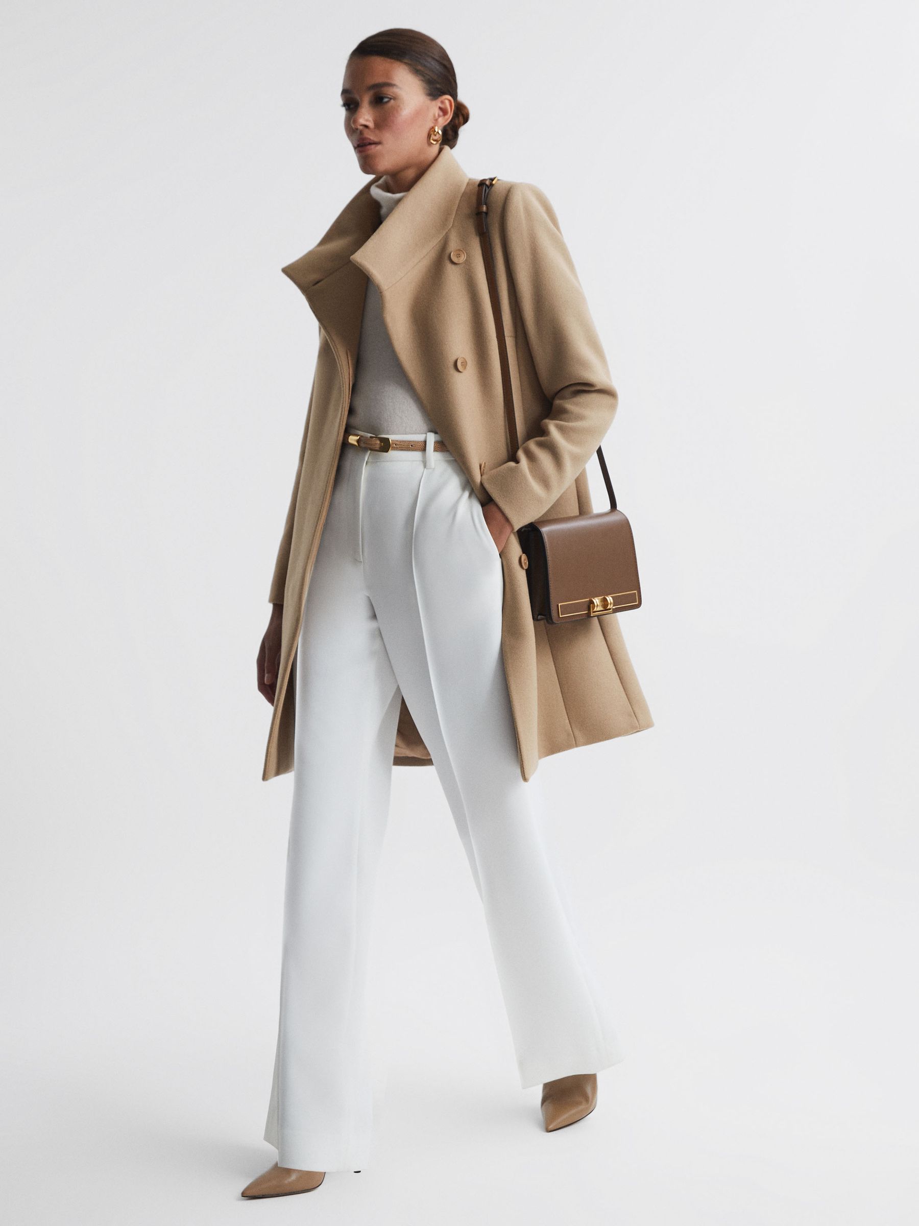 Wool Blend Mid-Length Coat in Camel - Image 5 of 7