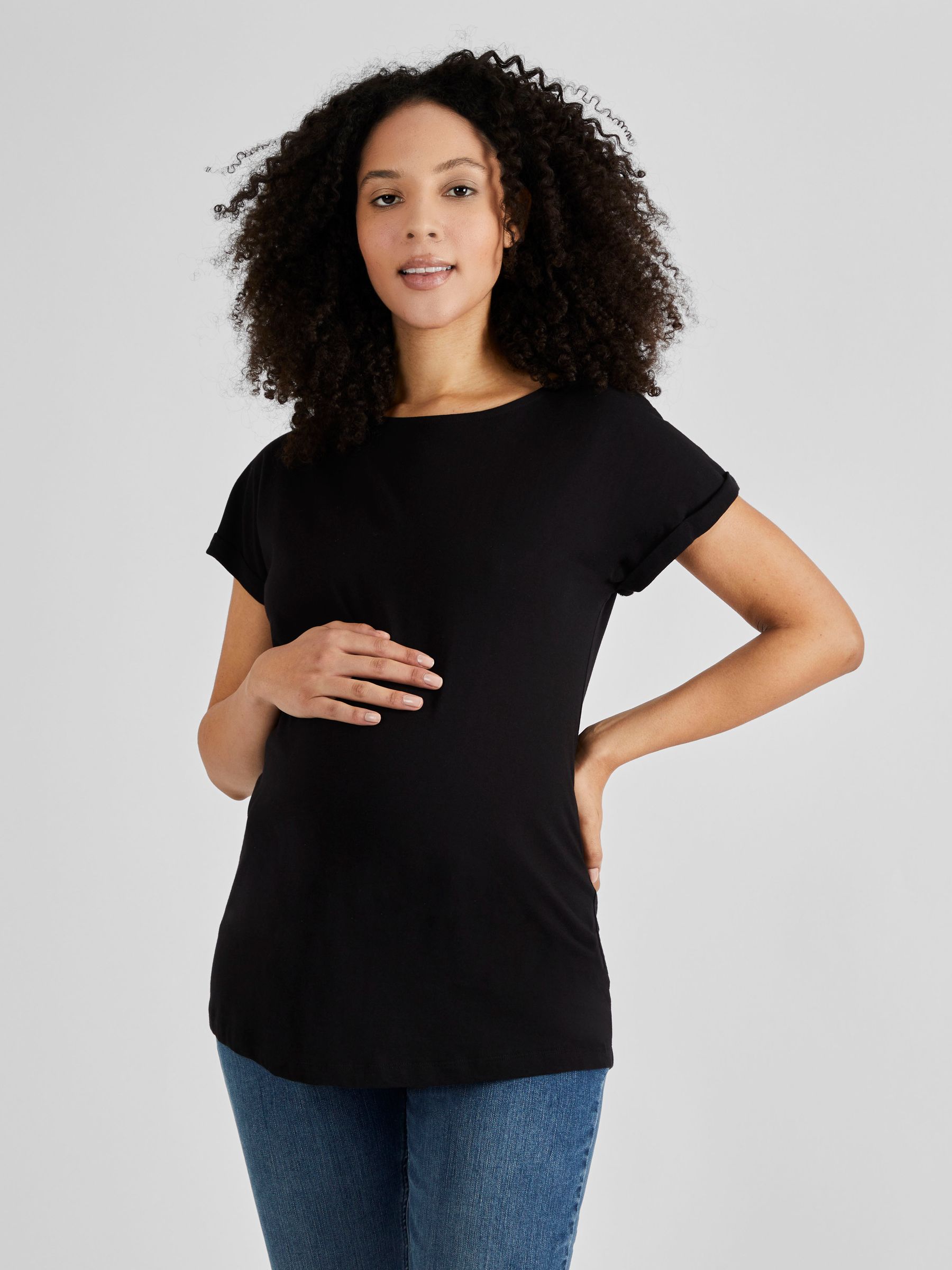 Black Boyfriend Cotton Maternity T-Shirt - Image 1 of 6