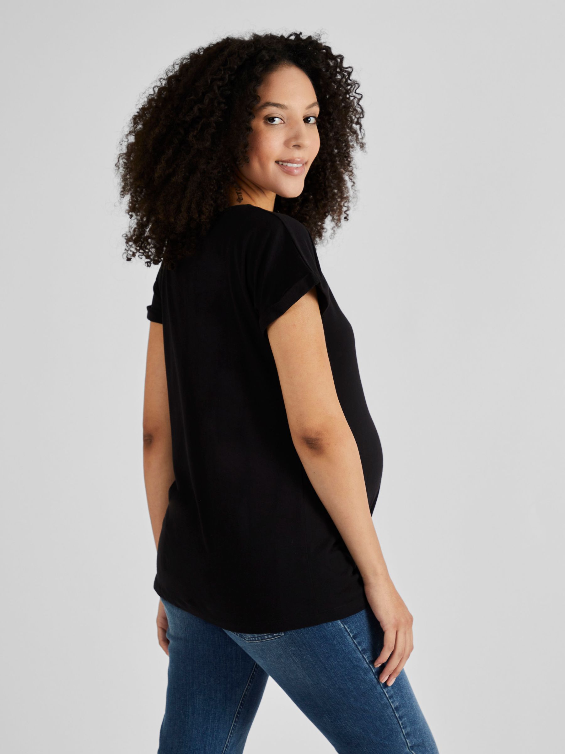 Black Boyfriend Cotton Maternity T-Shirt - Image 2 of 6