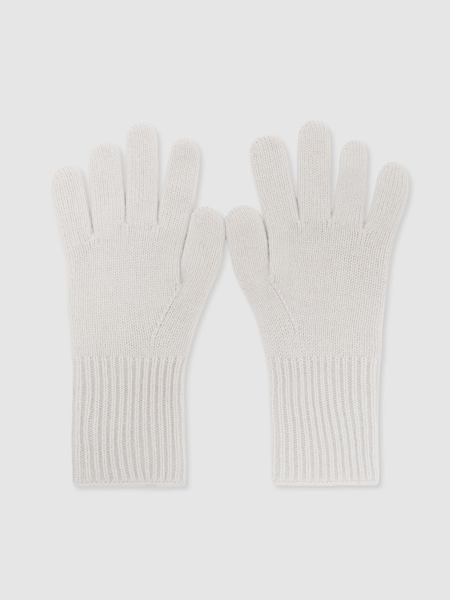 Wool-Blend Knitted Gloves with Cashmere in Grey - صورة 2 من 3
