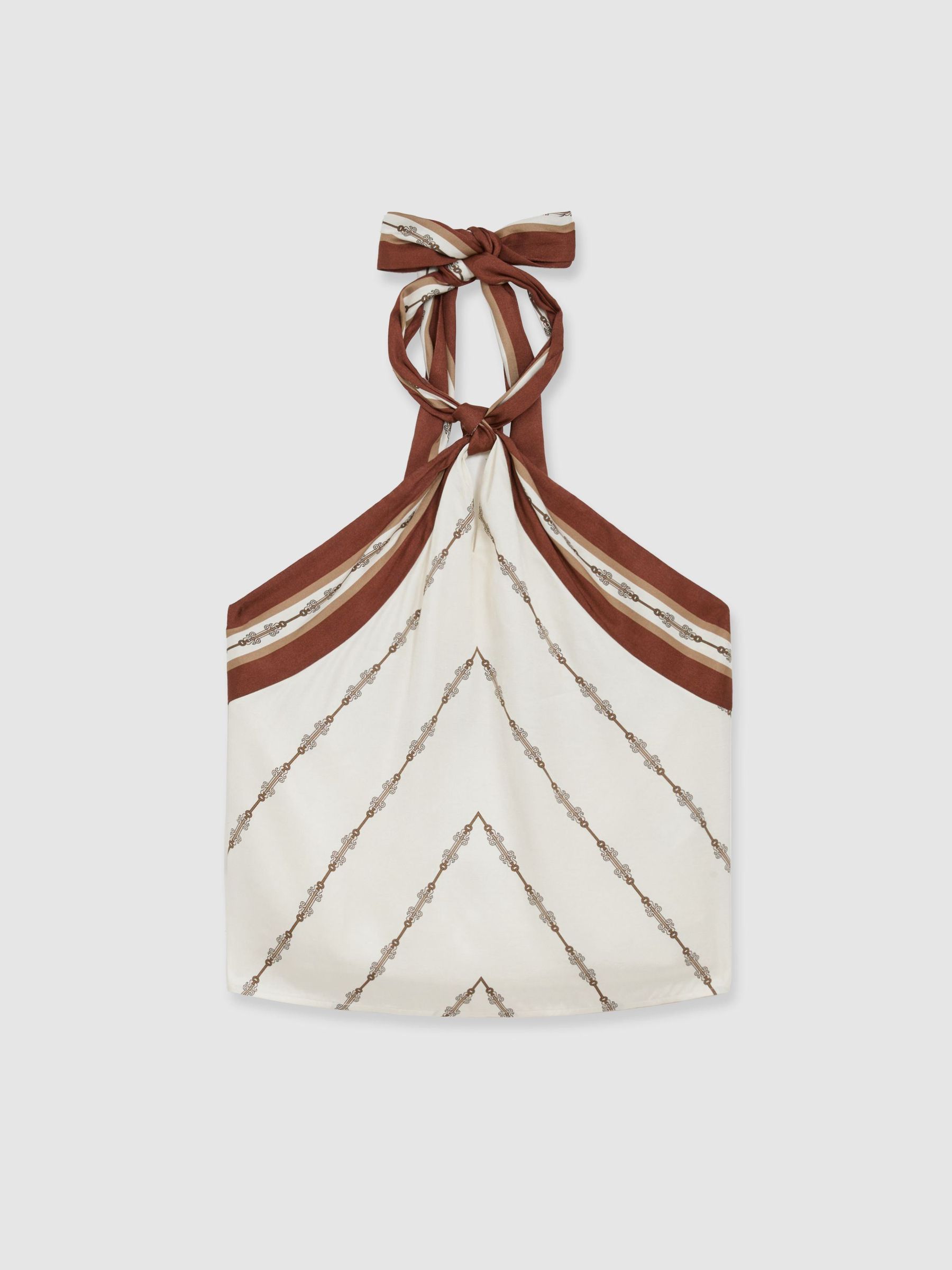 Chain-Print Halterneck Top in Ivory - Image 2 of 6