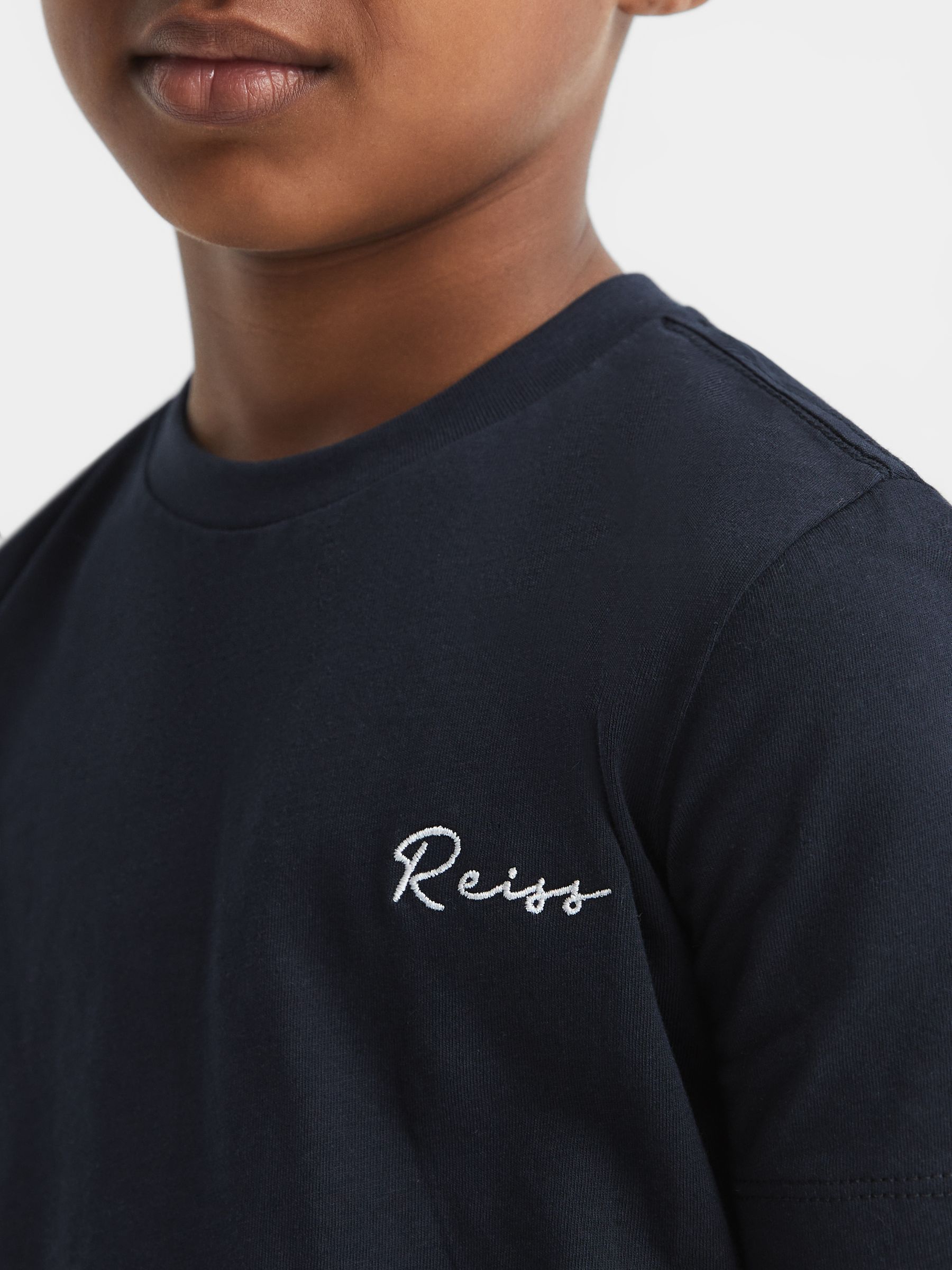 9-12 yrs Logo-Embroidered Cotton Jersey T-shirt in Navy/White - Image 4 of 6