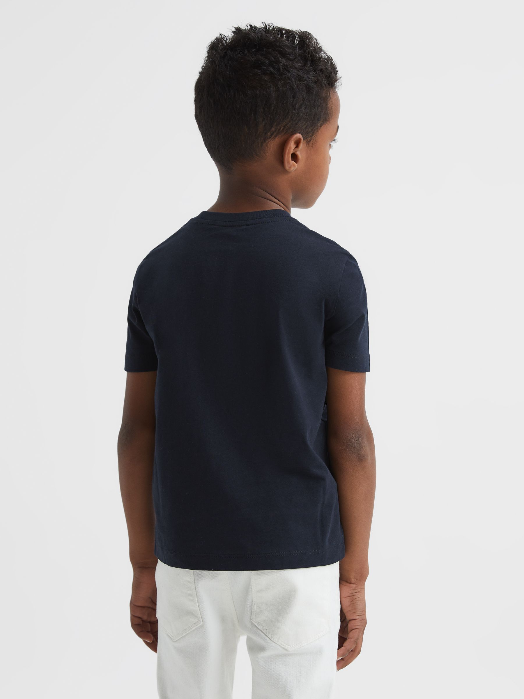 9-12 yrs Logo-Embroidered Cotton Jersey T-shirt in Navy/White - Image 5 of 6