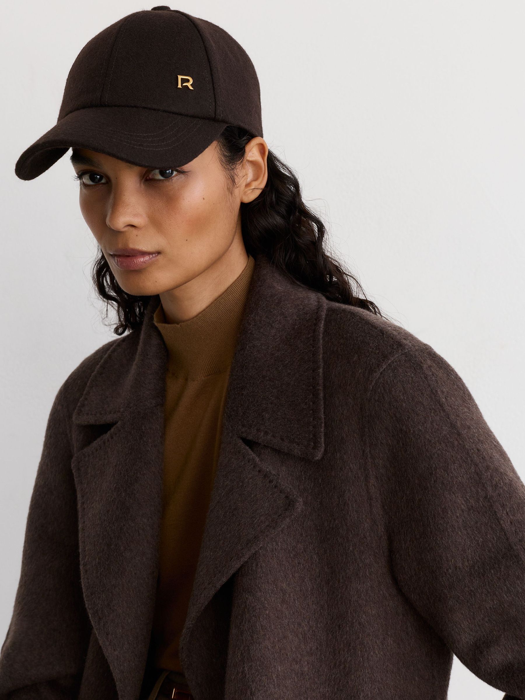 Wool-Blend Flannel Baseball Cap in Chocolate - Bild 2 von 5