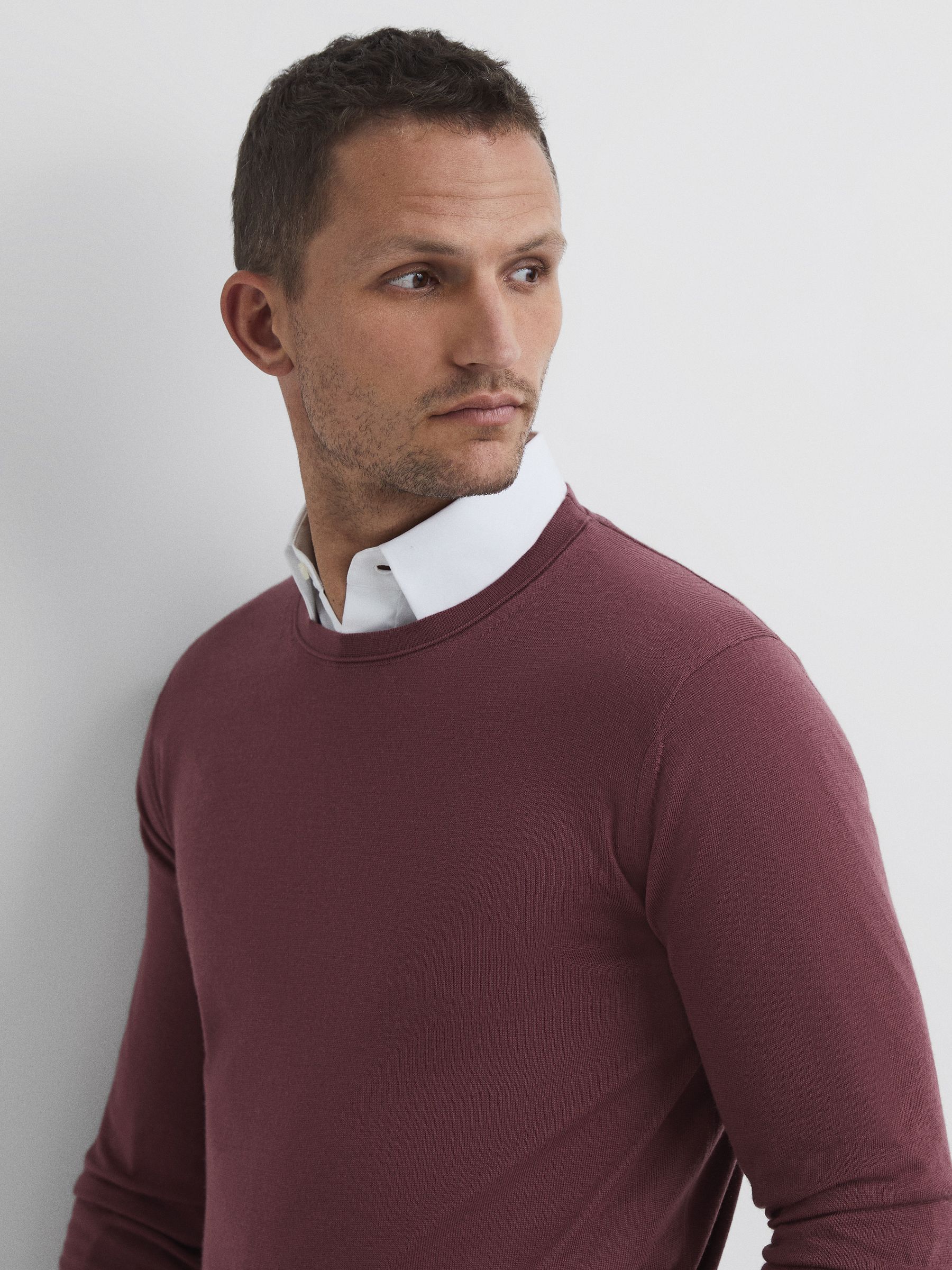 Merino Wool Jumper in Berry - Image 6 of 6