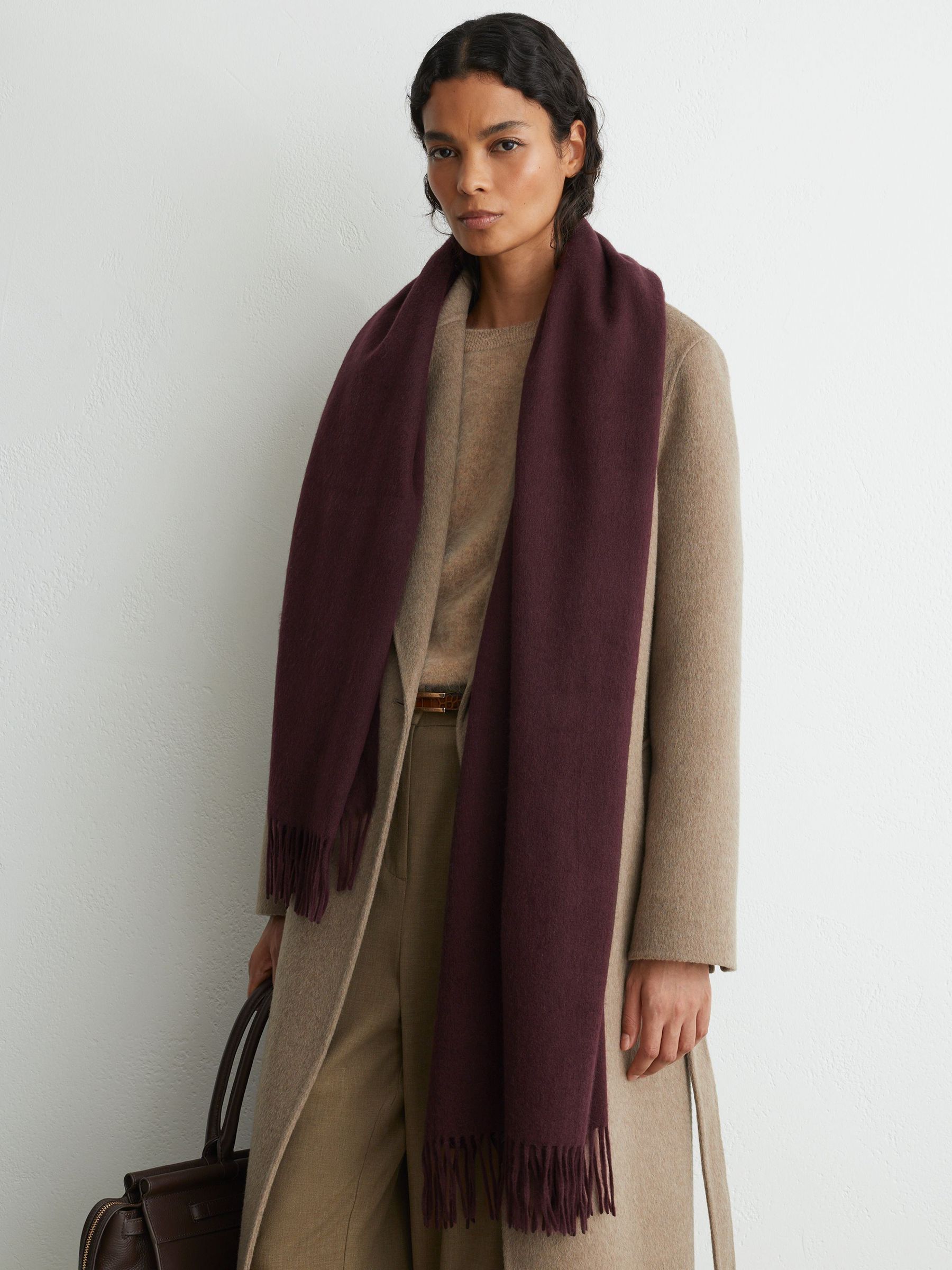 Wool and Cashmere Scarf in Grape - Image 1 of 5
