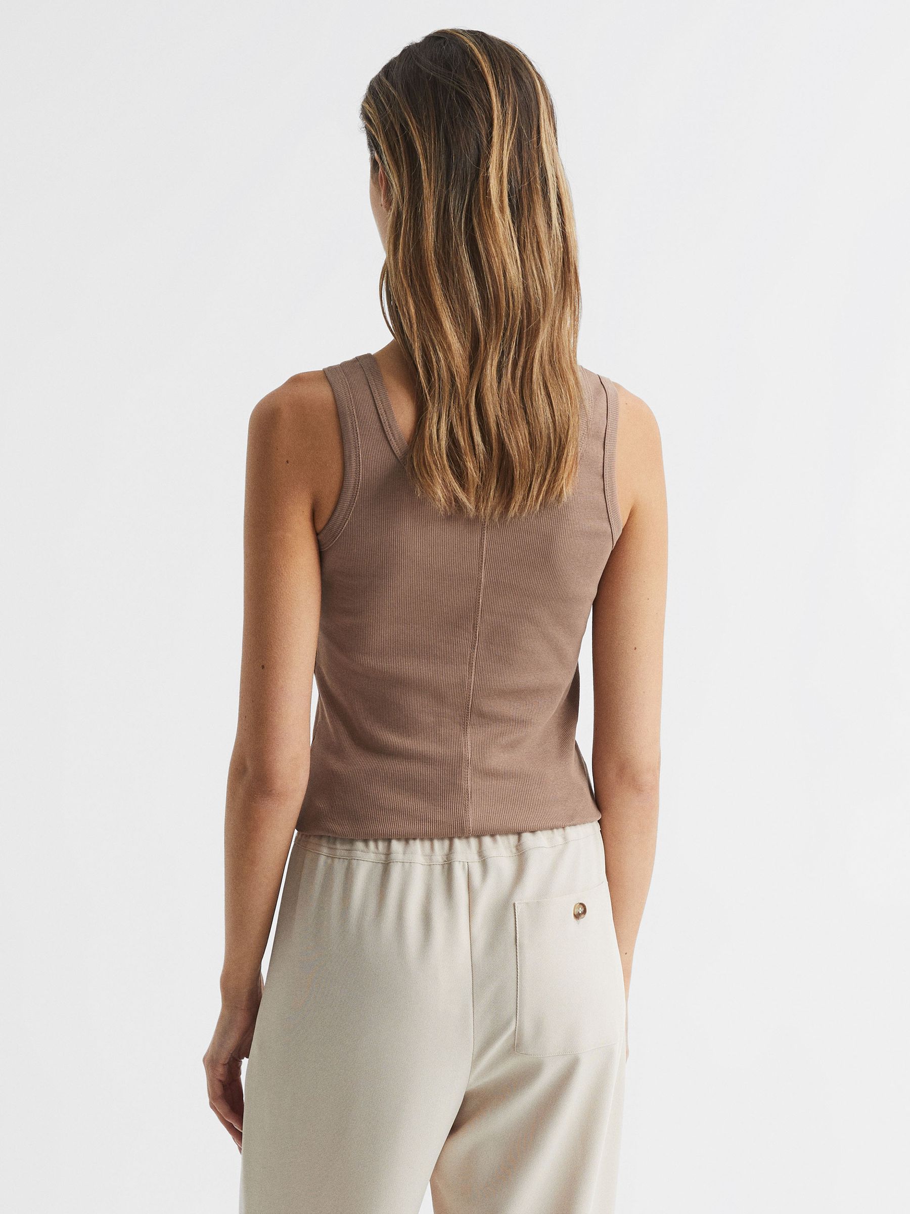 Violet Mocha Scoop Neck Jersey Vest Top - Image 5 of 7