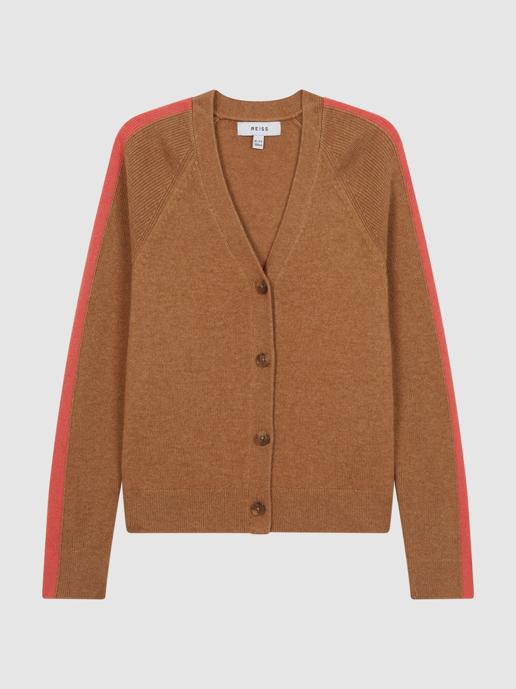 Junior Colourblock Cardigan in Tan - Image 2 of 8