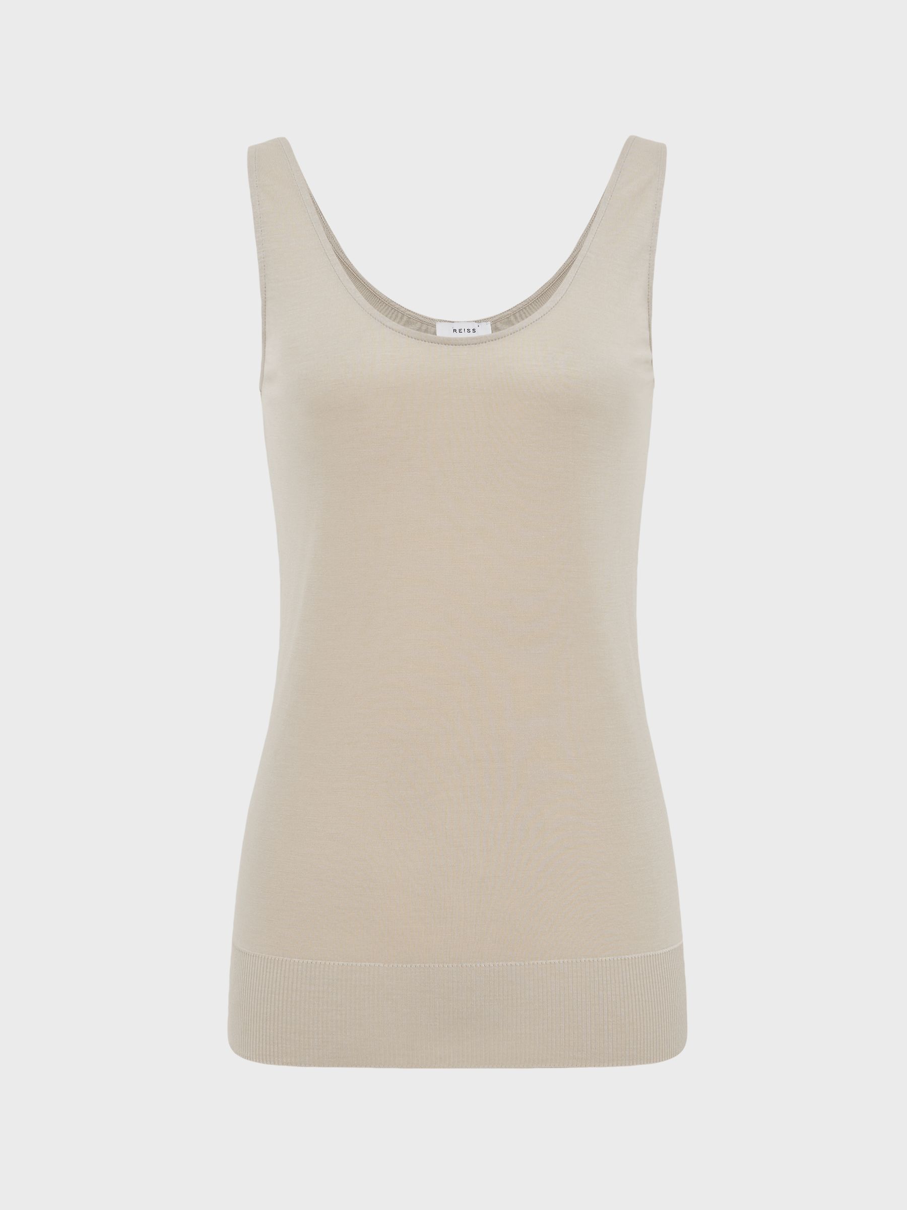 Lyocell Vest Top in Beige - Image 2 of 7