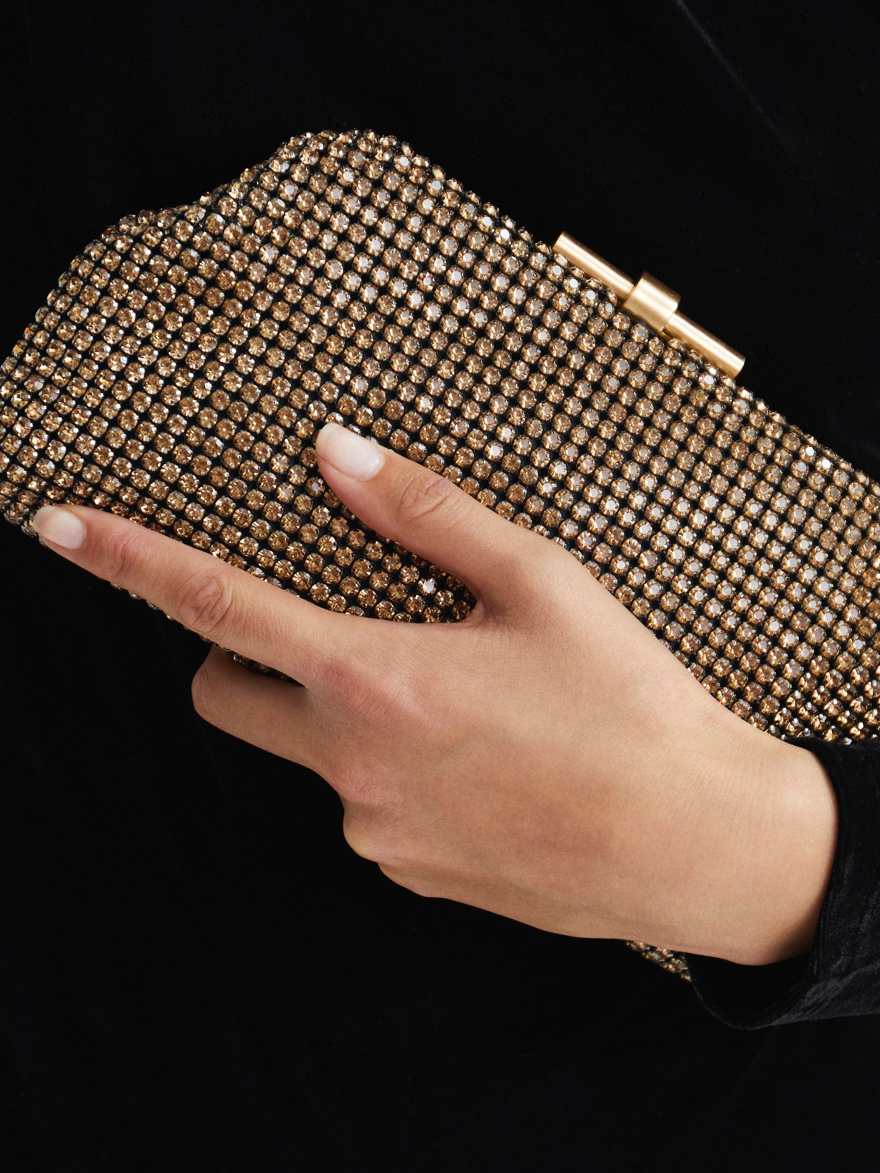 Embellished Clutch Bag in Gold - Image 4 of 9
