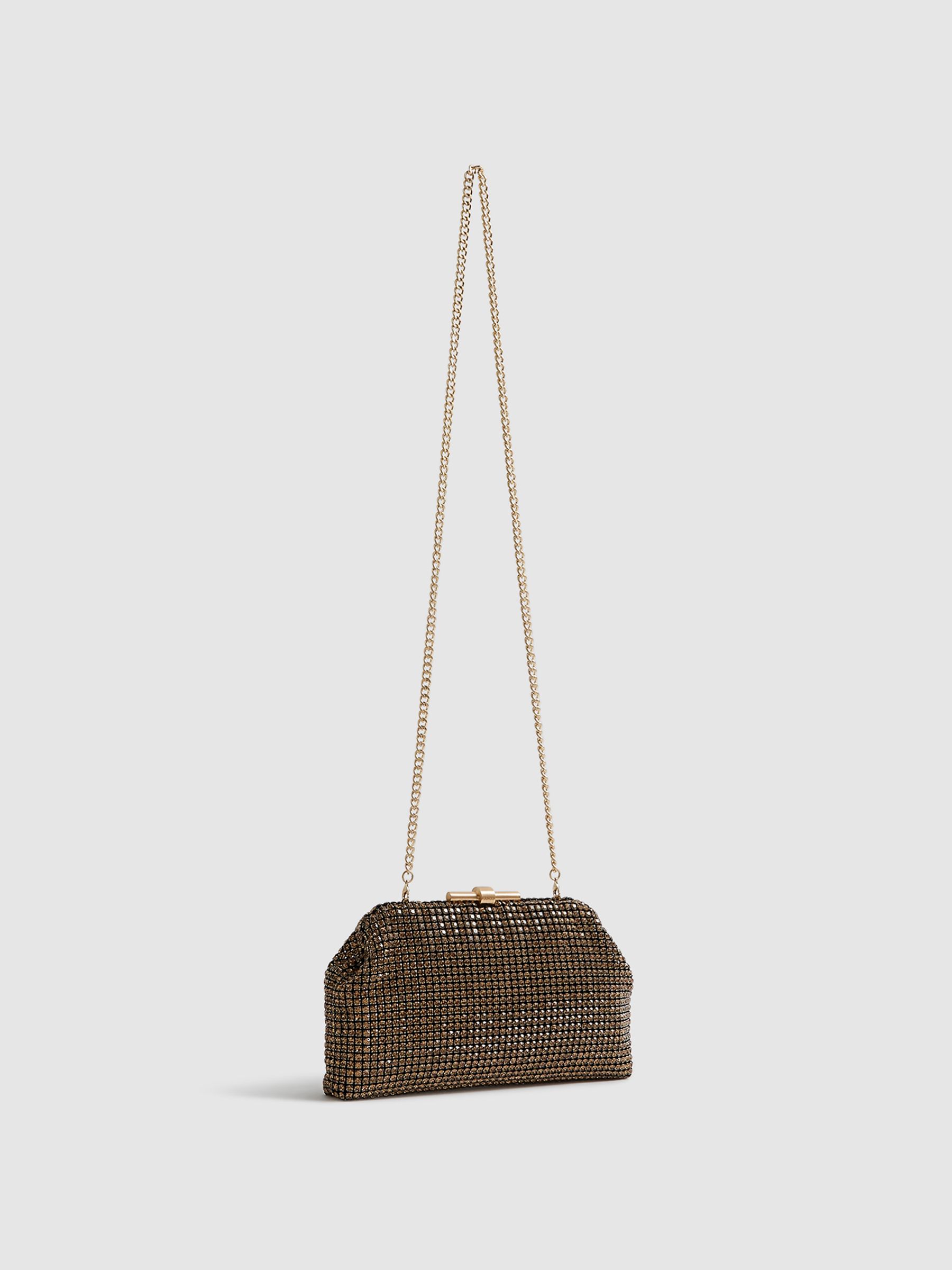 Embellished Clutch Bag in Gold - Image 7 of 9