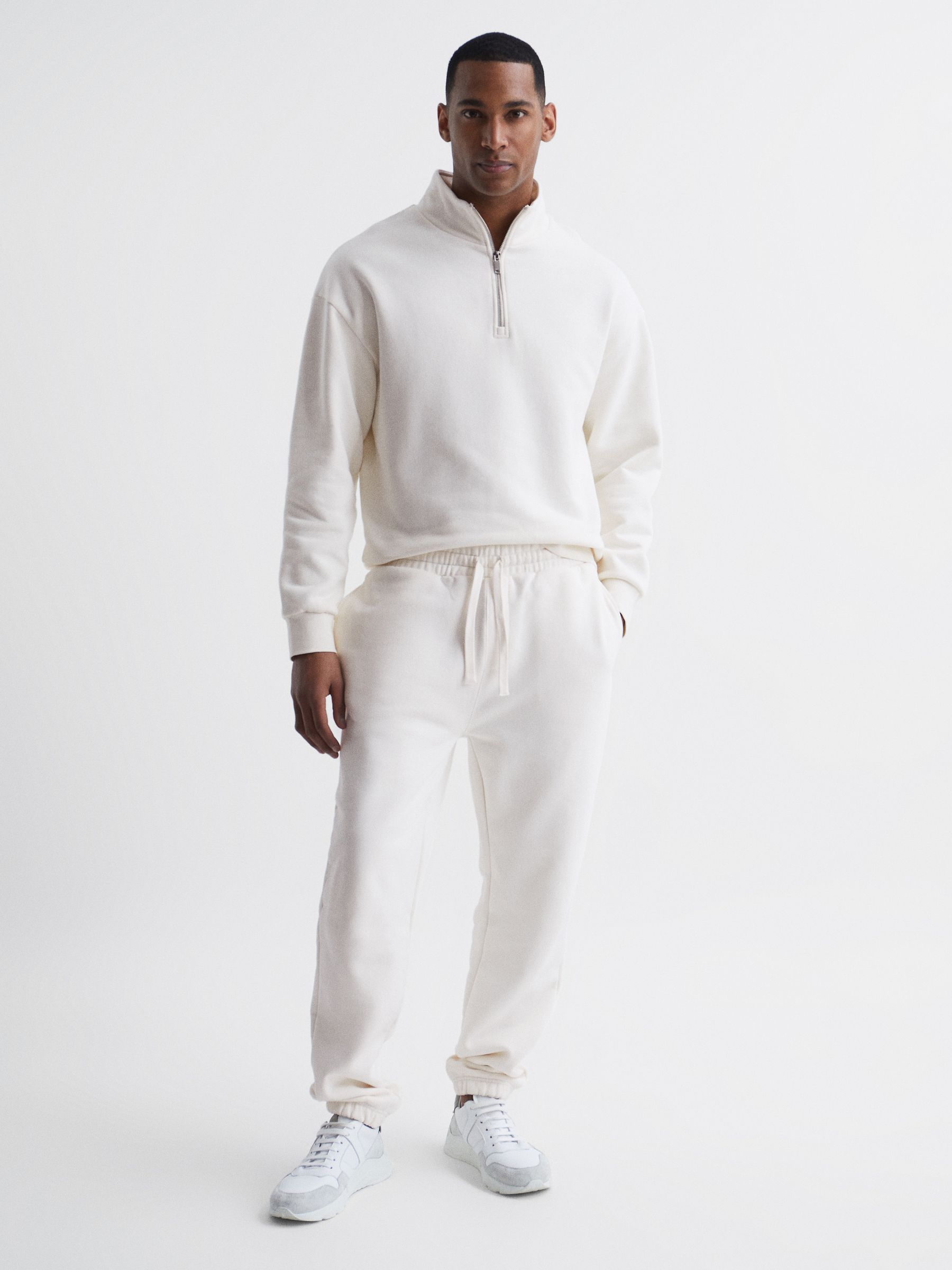 Fleece Lined Drawstring Joggers in Ecru - Image 6 of 7