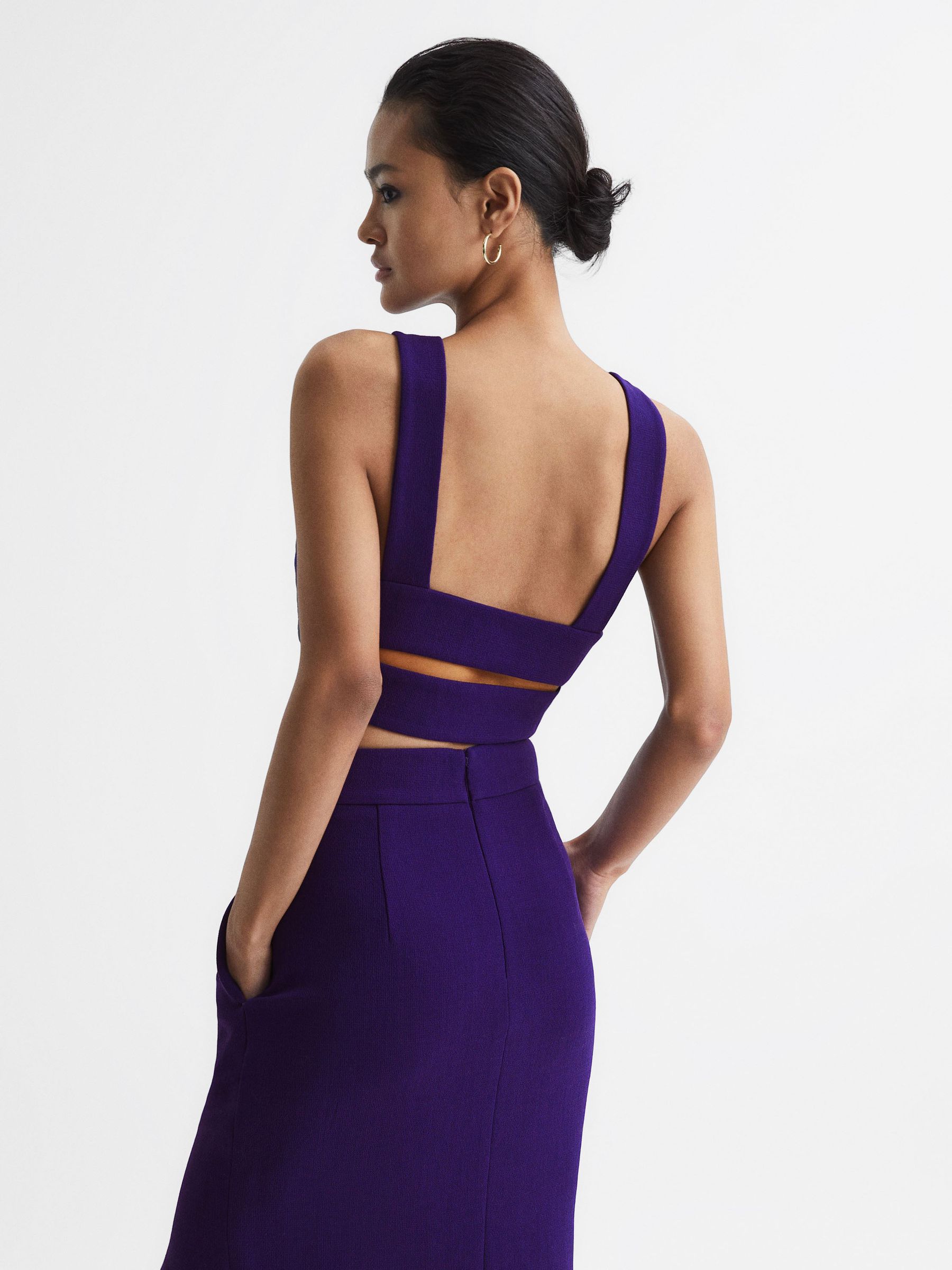 Deep V-Neck Crop Top in Purple - Image 5 of 6