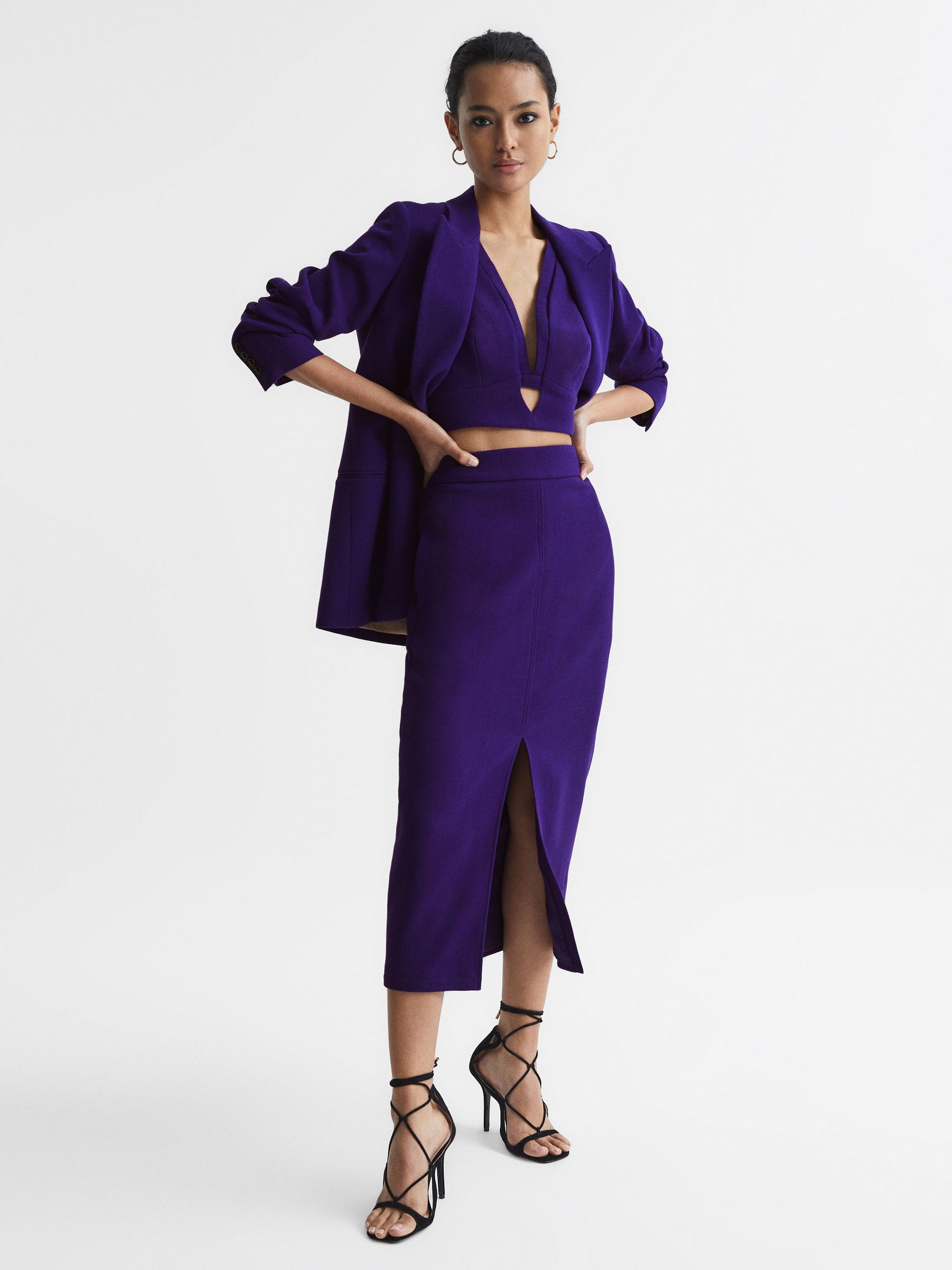 Deep V-Neck Crop Top in Purple - Image 6 of 6