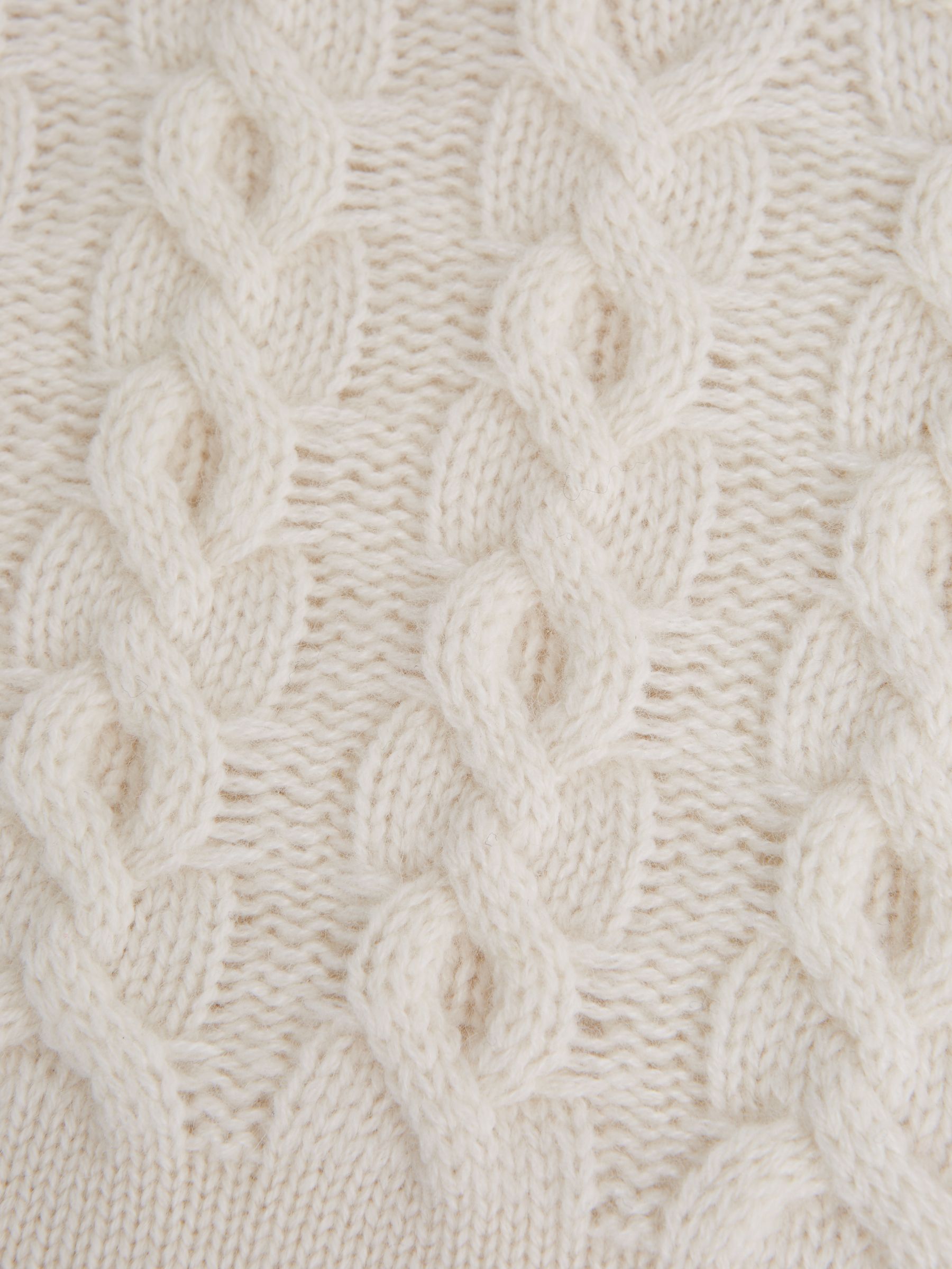 4-9 yrs Cashmere Crew Neck Cable Knit Jumper in Ecru - Image 7 of 7