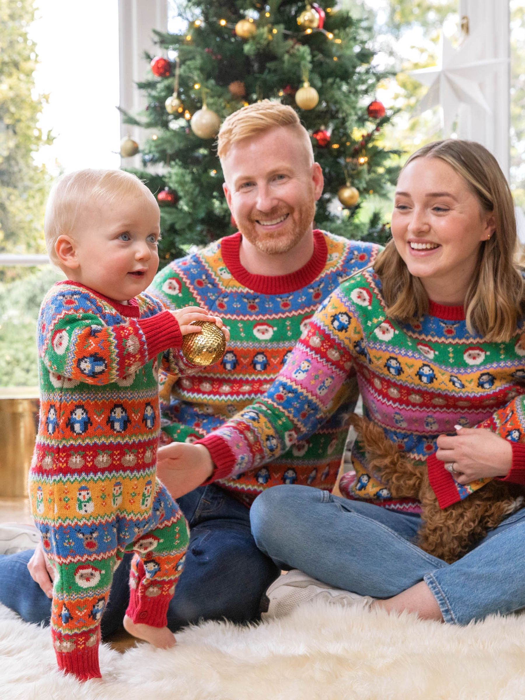 Multi Christmas Fairisle Pattern Knitted Baby All-In-One - Image 3 of 5